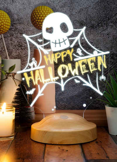 Geschenkelampe LED Nachttischlampe Happy Halloween Lampe mit 3D Vision LED Nachtlicht, LED fest integriert, LED in verschiedenen Farben, LED Lampe