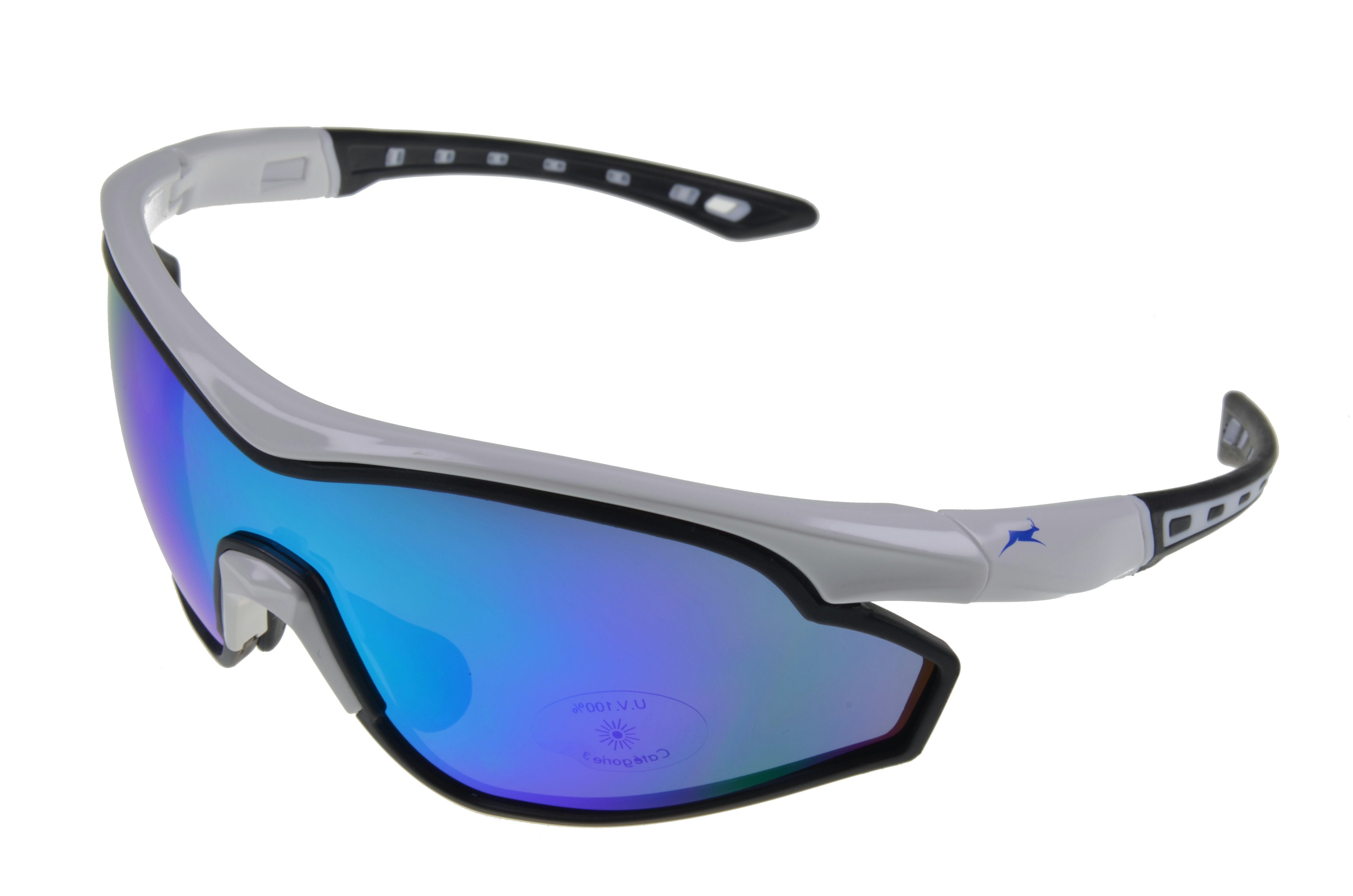 Gamswild Sportbrille WS7534 Sonnenbrille Damen Herren Fahrradbrille Skibrille Unisex, weiß, blau, grün, "Neuerscheinung 2022"