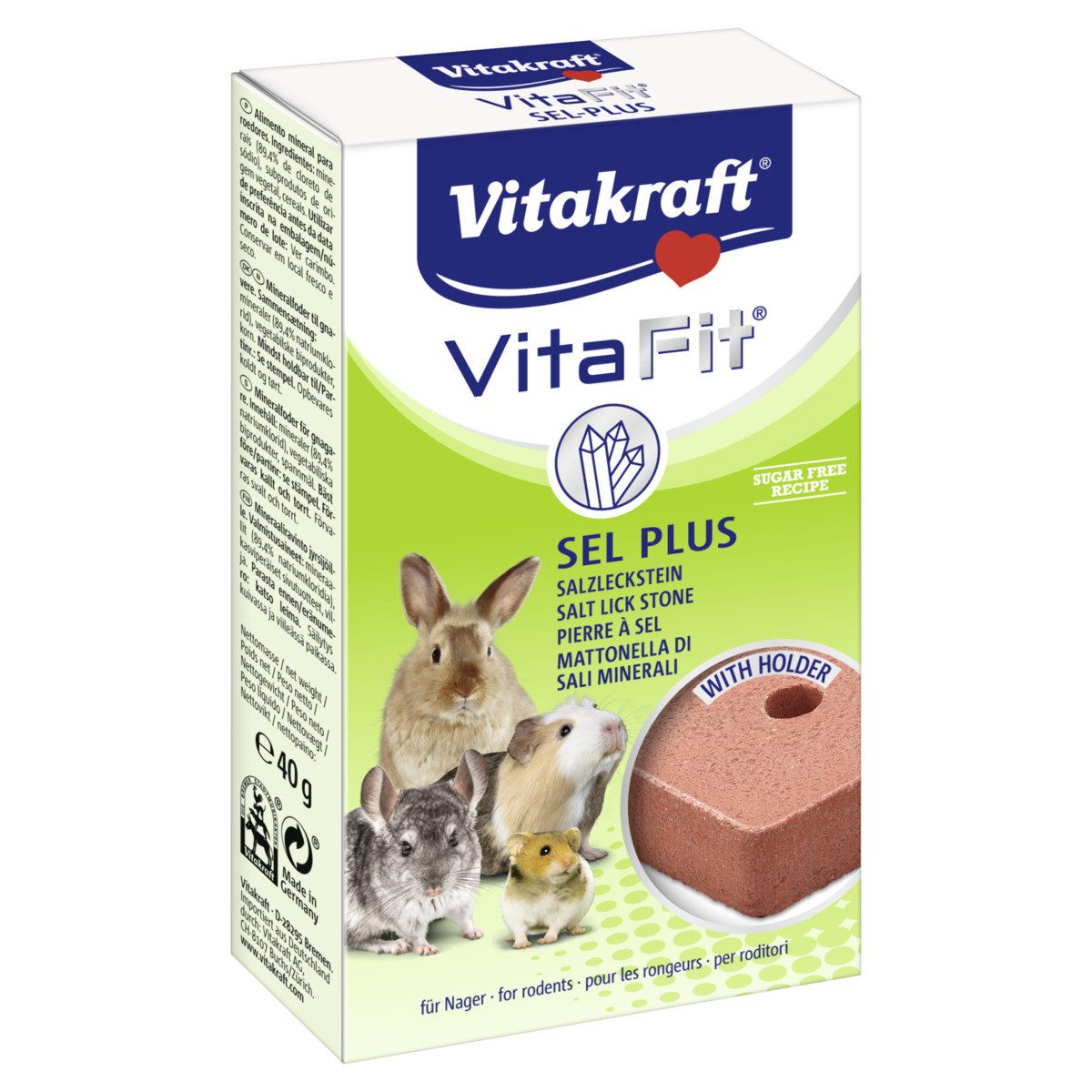 Vitakraft SEL-Plus Salzleckstein - 10er Pack, Nahrungsergänzungsmittel für: Kleintier