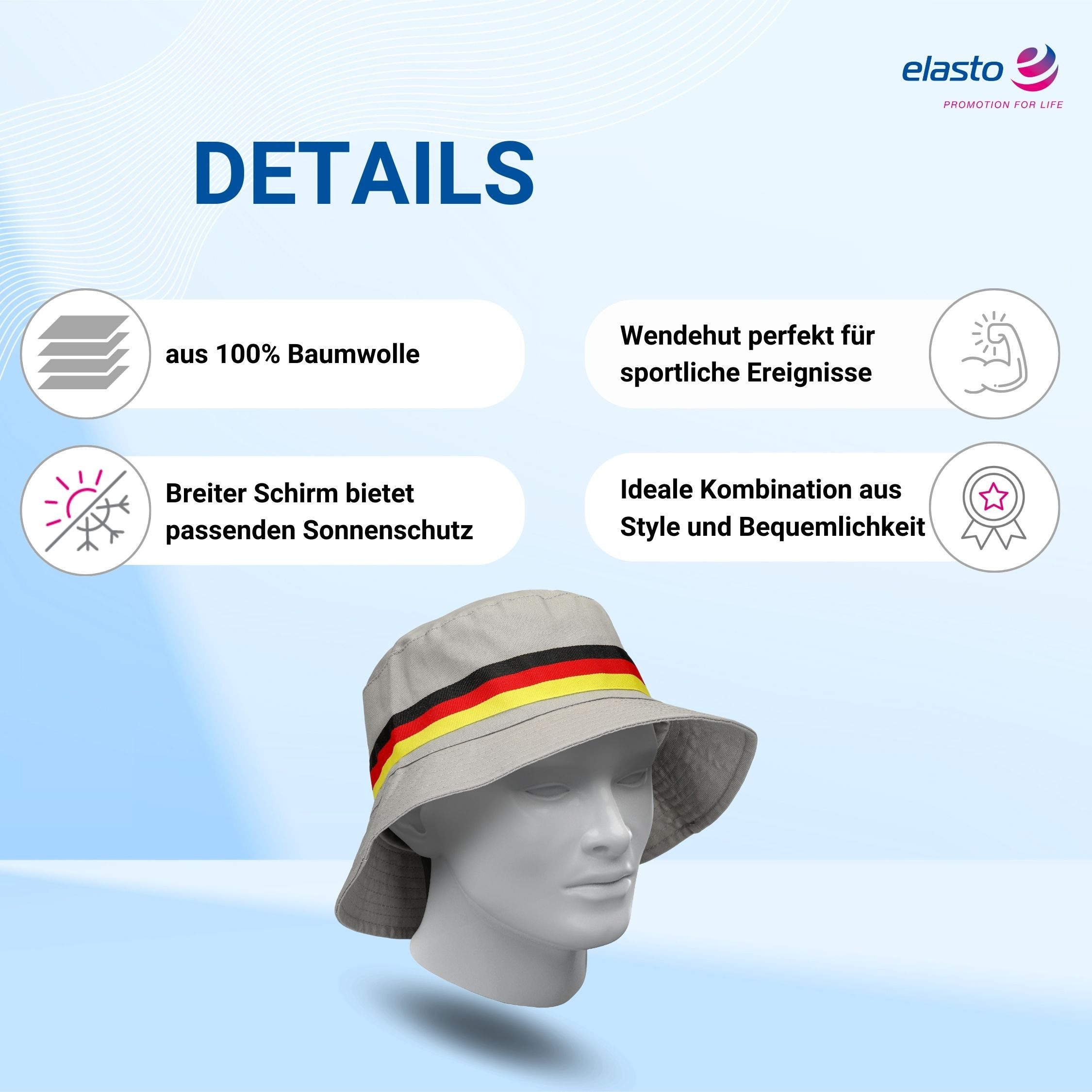 elasto Schirmmütze Fischerhut 'Germany' wendbarer Hut günstig online kaufen