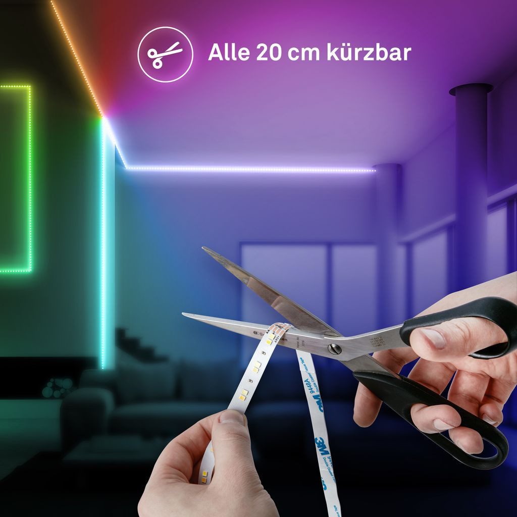 Briloner Leuchten LED-Streifen LED Strip CCTIC RGB IC Farbwechsel Fernbedienung Musiksensor, 1-flammig, 5 m, Wohnzimmer, Party, Gaming
