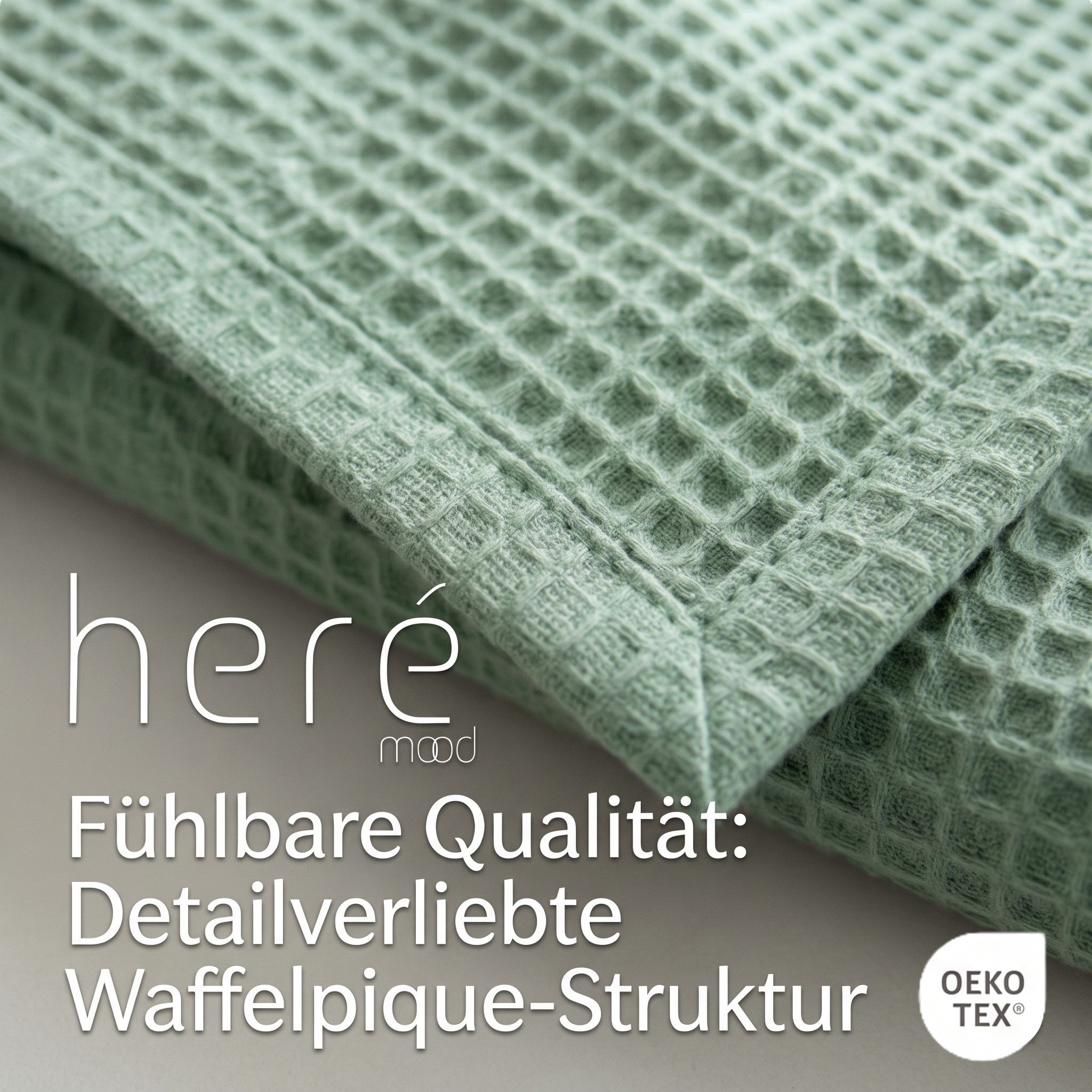 herémood Tagesdecke aus 100% Baumwolle – Wohndecke Elegante Waffelpique Kuscheldecke, für Sofa & Bett, atmungsaktiv & pflegeleicht – 150x200 cm MINTGRÜN