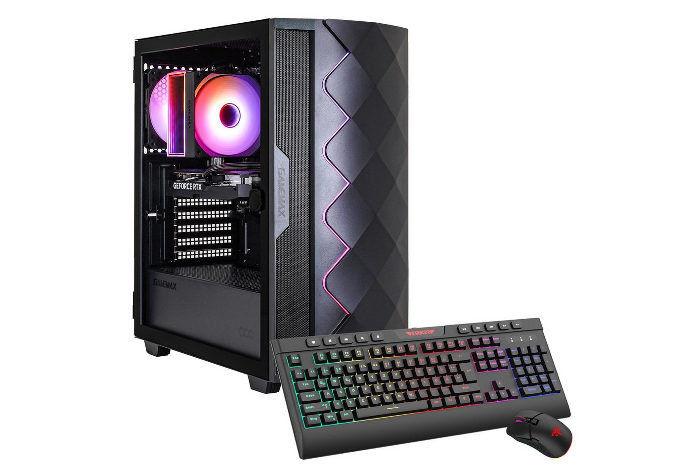 GAMEMAX Diamond BK 7795 AMD Ryzen 5 5500 RTX 5050 16B 1TB SSD Gaming-PC (AMD Ryzen 5 5500, RTX 5050, 16 GB RAM, 1000 GB SSD, Luftkühlung aktiv, Windows 11)
