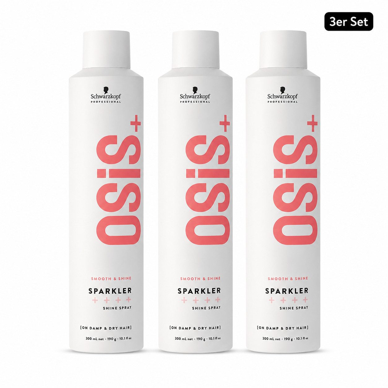Schwarzkopf Professional Haarstyling-Liquid Schwarzkopf OSiS+ Sparkler Shine Spray 3 x 300 ml Glanzspray, 3-tlg., Haarspray