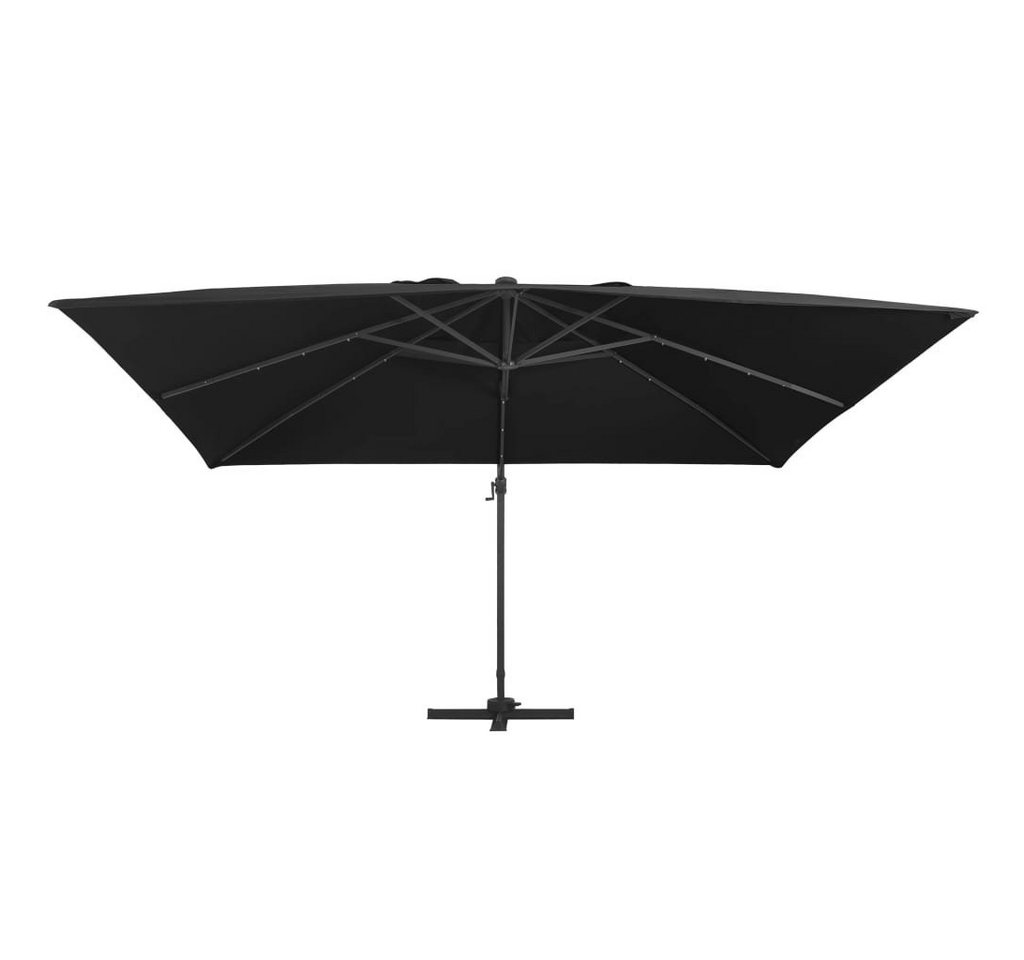 Thumbnail - furnicato Ampelschirm mit LED-Leuchten und Alu-Mast 400x300 cm Schwarz, LxB: 300x400 cm