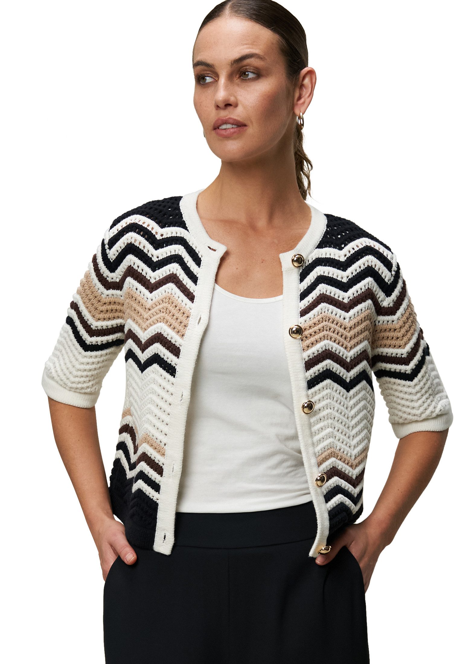 Strickjacke zero Strickjacke mit Zickzackmuster