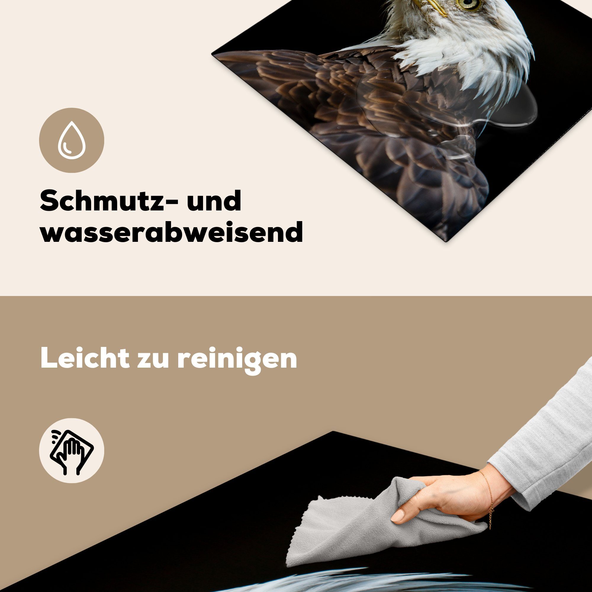 tlg), (1 die Schnabel, Ceranfeldabdeckung Vogel Adler Vinyl, Herdblende-/Abdeckplatte küche, MuchoWow für - Induktionsmatte 59x52 cm, Augen - -