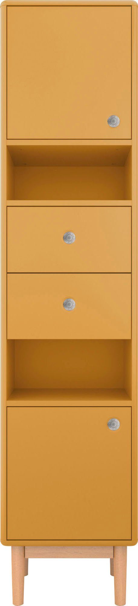 TOM TAILOR HOME Hochschrank Türen mit mustard Push-to-Open,Füße & mit Eiche, cm 2 Breite COLOR 2 BATH Schubladen, 40