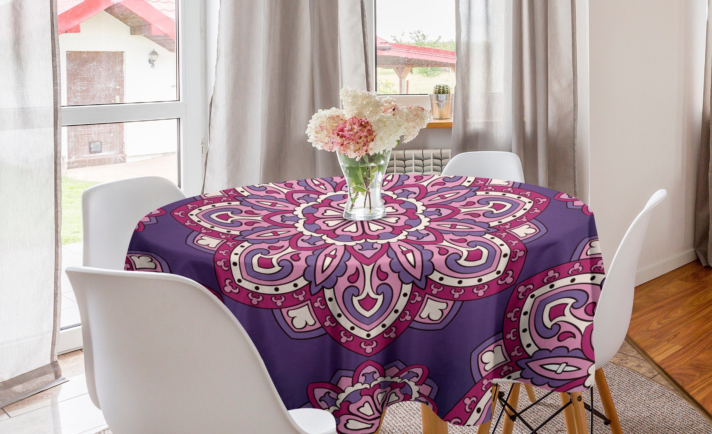 Abakuhaus Tischdecke lila Abdeckung Dekoration, für Tischdecke Kreis Auslegung Bunte Esszimmer Mandala Küche