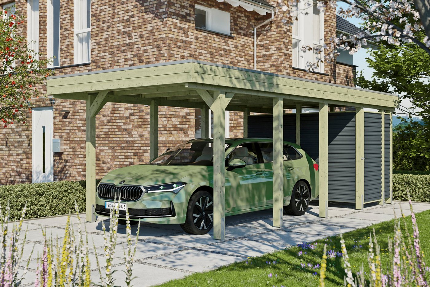 Thumbnail - Skanholz Einzelcarport Friesland Set 12, BxT: 314x708 cm, 241 cm Einfahrtshöhe