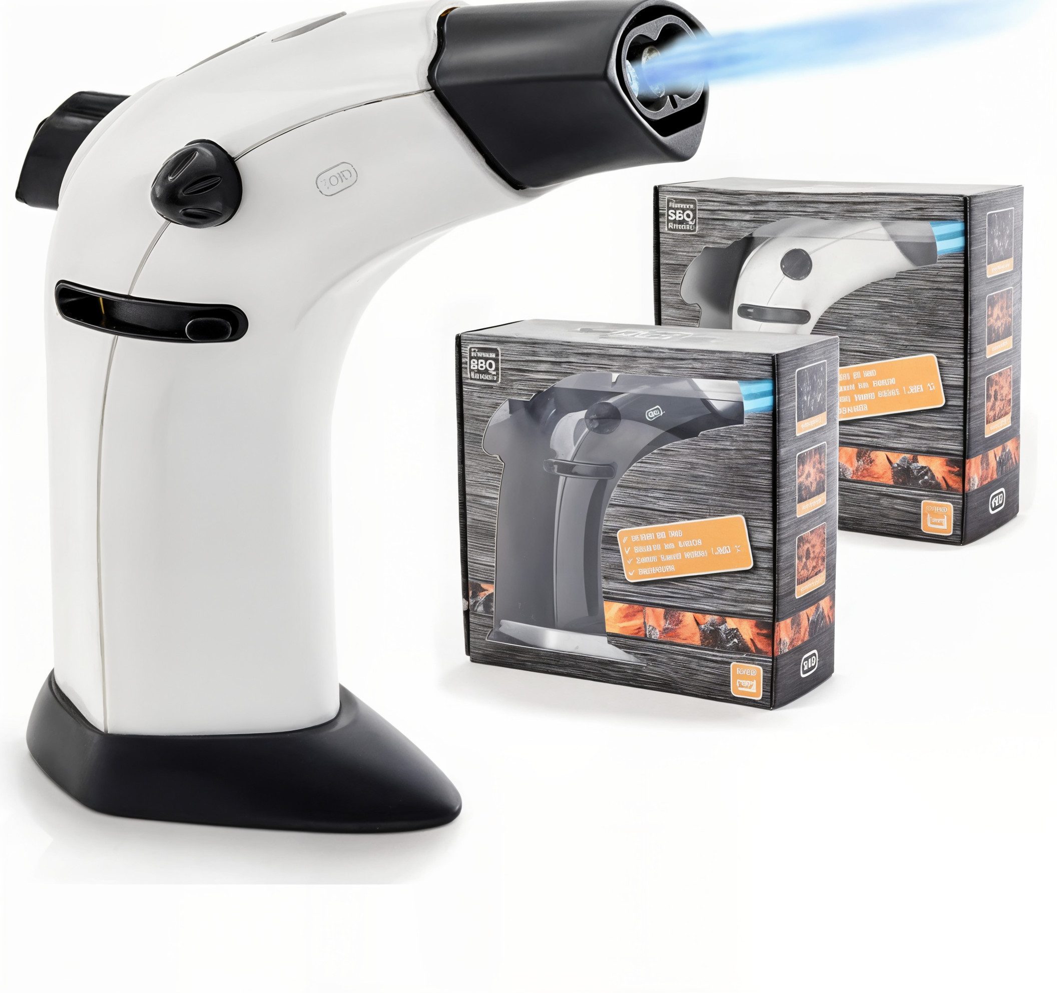 TOM Flambierbrenner Gasbrenner Doppel Jetflame Set mit 5x 100ml Gaskartusche, (1-tlg), Nachfüllbar, bis zu 1300°C