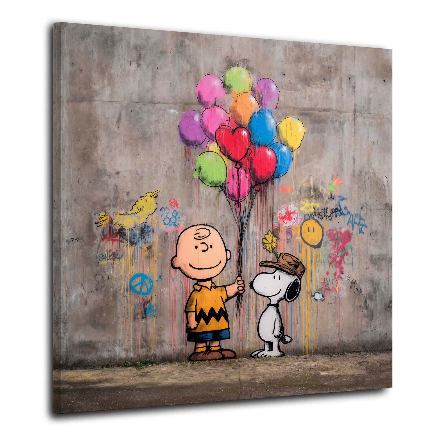 Artedinoi Leinwandbild Pop Art Freundschaft Comicstil Graffiti Leinwandbild Wandbild Kunstdru, Zwei Comicfiguren, Freundschaft