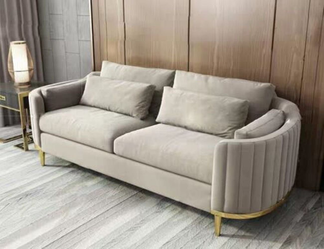 JVmoebel 3-Sitzer Grüner Dreisitzer Sofa, Design Couch 3er Sofa Polster Grau Europe Made Sitz in