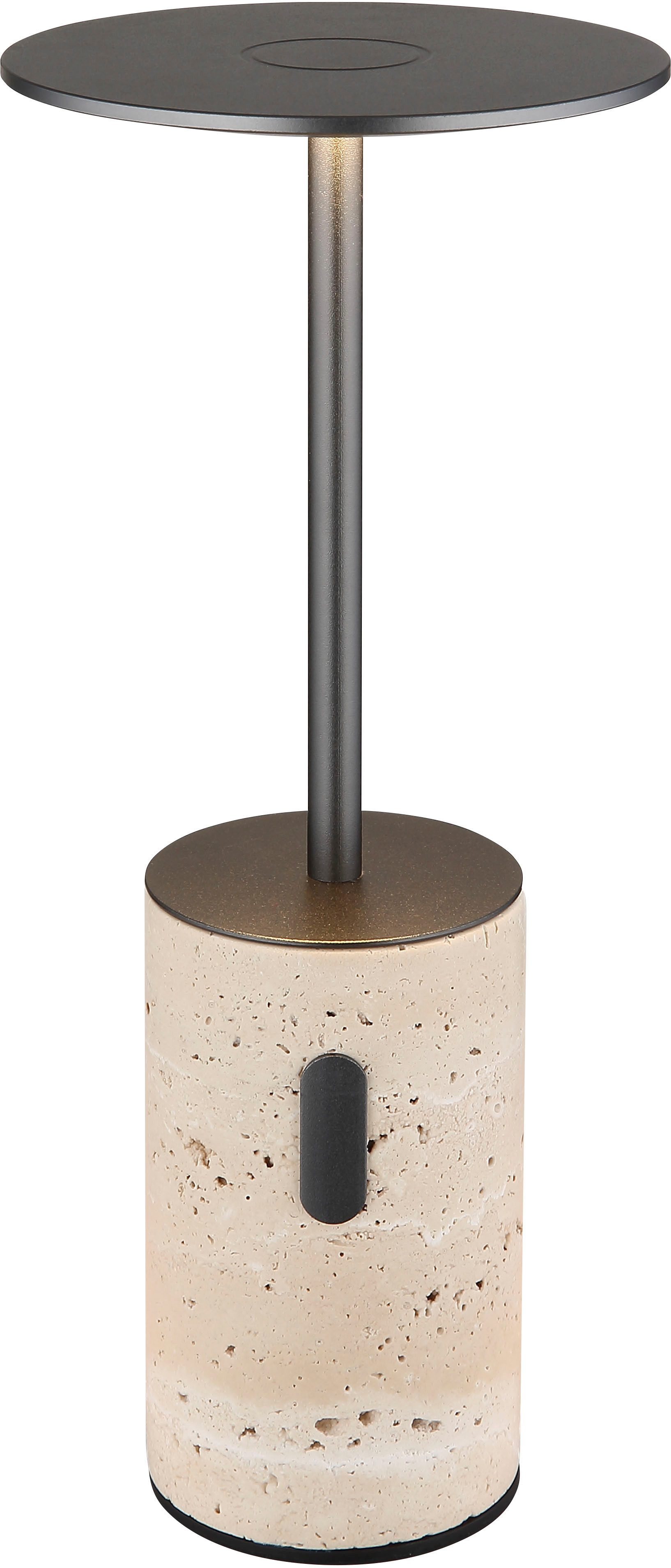 GLOBO LIGHTING LED Tischleuchte TRAVERTIN, Memoryfunktion, Timerfunktion, LED fest integriert, Warmweiß, Travertinstein Sockel