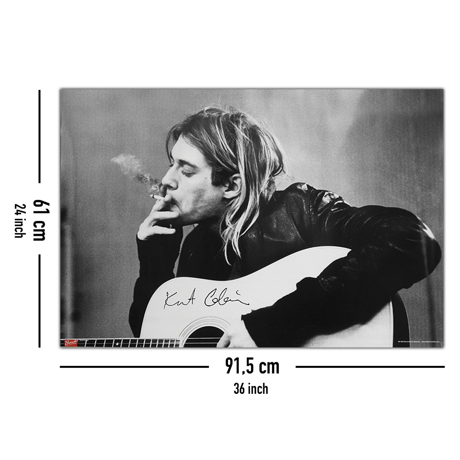 Close Up Poster Nirvana Poster Kurt Cobain Smoking & Guitar 91,5 x 61 cm – Bild 5 von 5