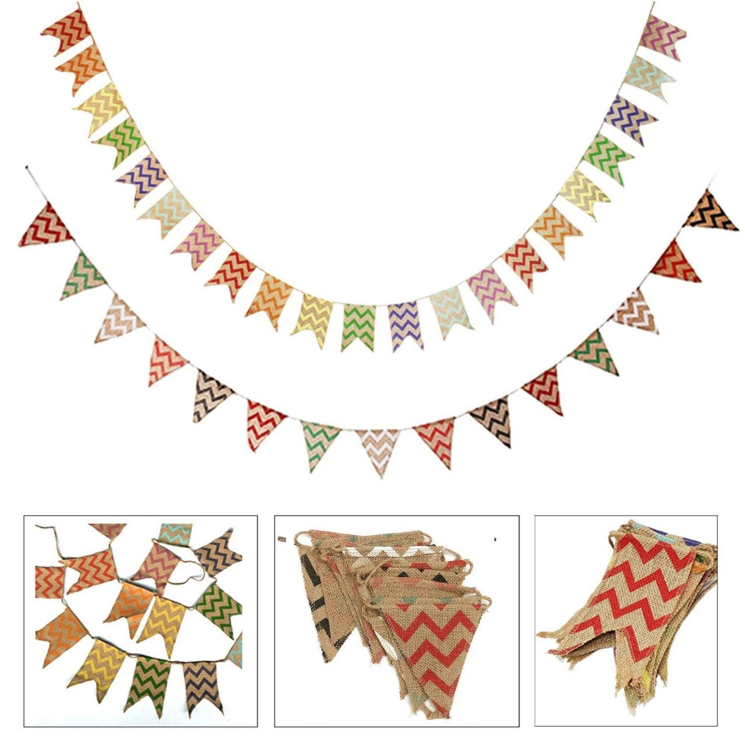 LuxusKollektion Wimpelkette Wimpelkette Stoff Outdoor 2er Set 36 Wimpel