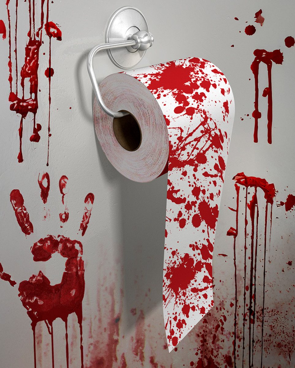 Horror-Shop Dekoobjekt Blutiges Toilettenpapier als Scherzartikel 2-lagig