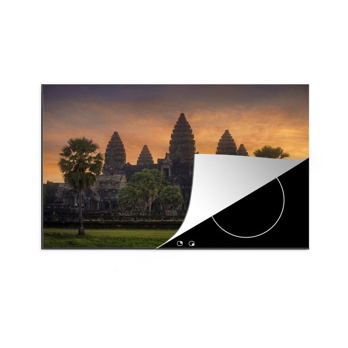 MuchoWow Herdblende-/Abdeckplatte Sonnenaufgang am Tempel von Angkor Wat Kambodscha Vinyl (1 tlg) Ceranfeldabdeckung für die küche Induktionsmatte