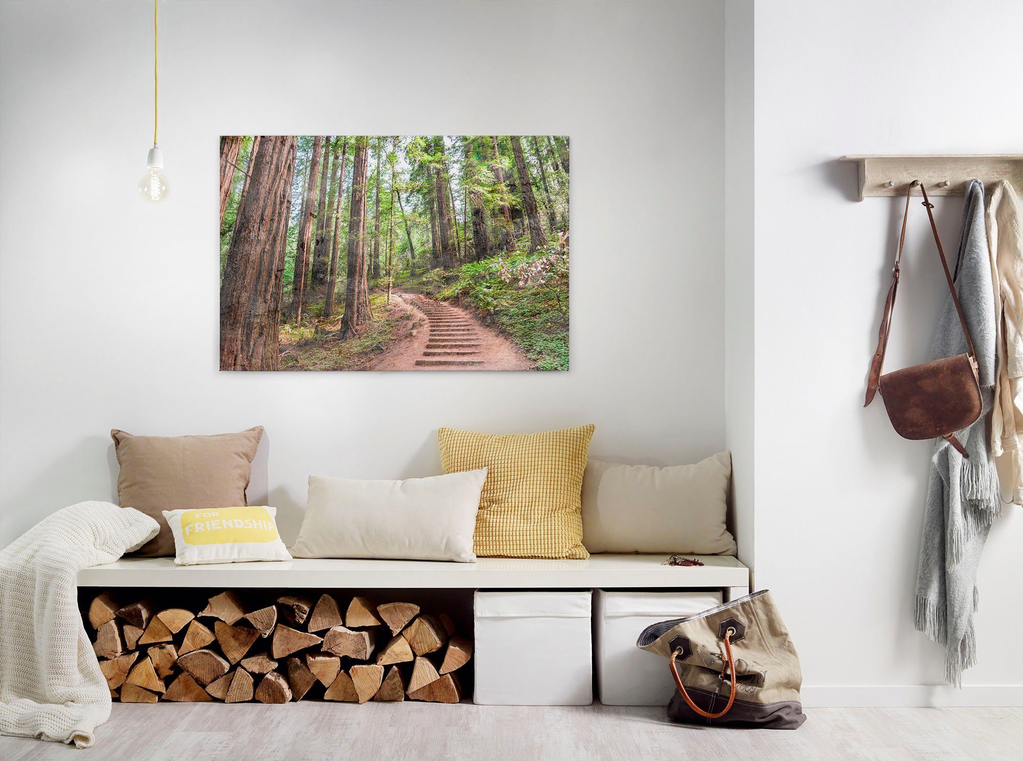 A.S. Création Leinwandbild Forest Walk, Kinder, Kunst, Wald (1 St), Waldweg Wald Bild Keilrahmen Leinwand-Bild Wohnzimmer modern Wandbild