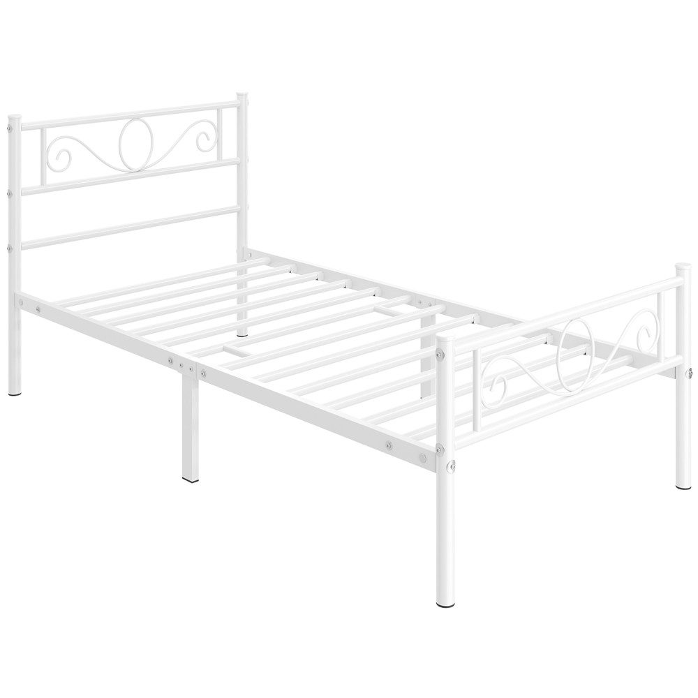Yaheetech Bettgestell Metallbett mit Kopfteil, Einzelbett/Doppelbett Metallbettrahmen, 90/140/160 cm (B)