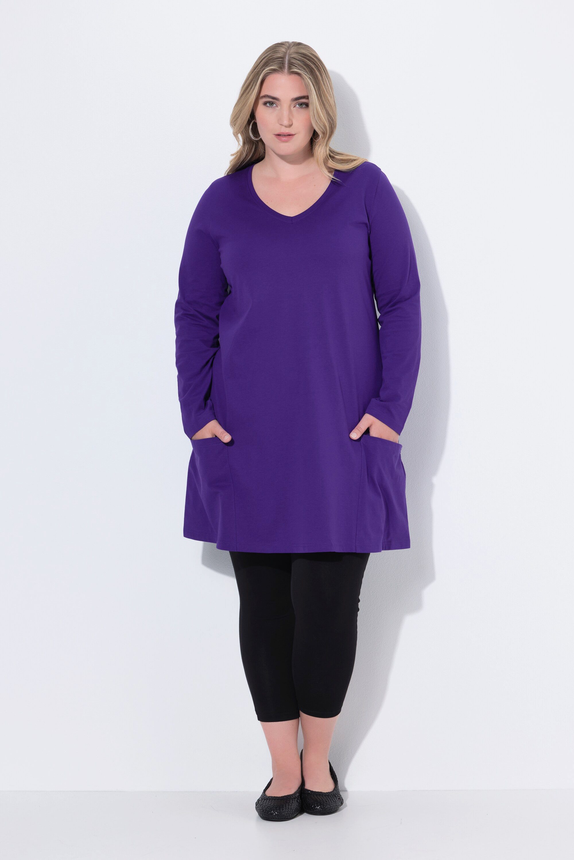 Ulla Popken Longshirt Longshirt Taschen A-Linie günstig online kaufen