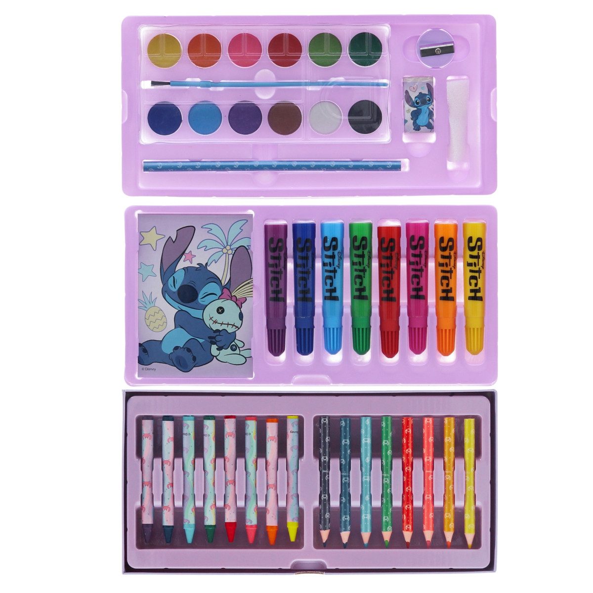 Textiel Trade B.V. Farbkasten Disney Lilo & Stitch Malkasten mit Schublade Kinder Malset ab 3 Jahren