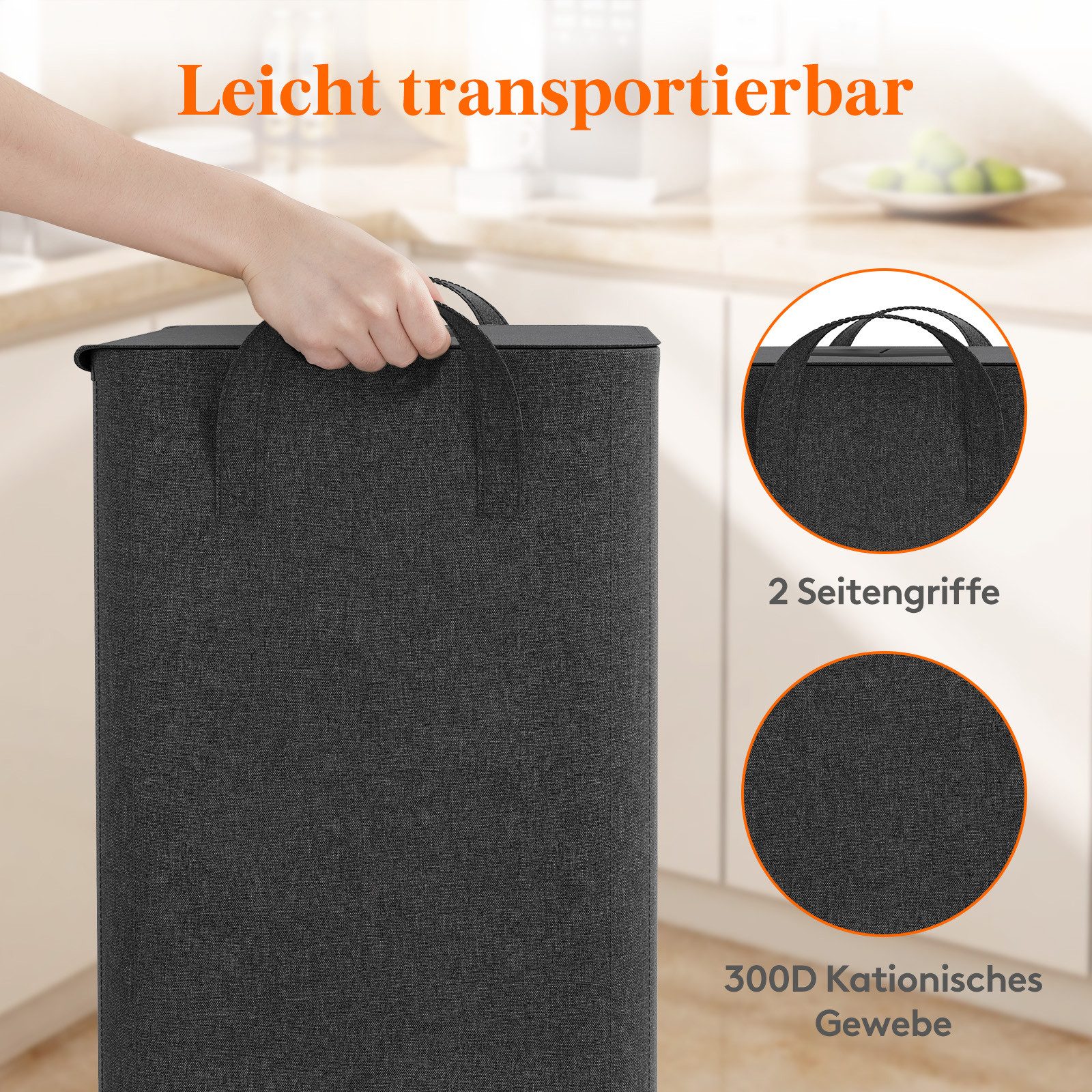 Lifewit Mülleimer Pfandflaschensammler mit Deckel Einwurfloch für Leergut Altglas Küche., 100l, Faltbar – Bild 5 von 5