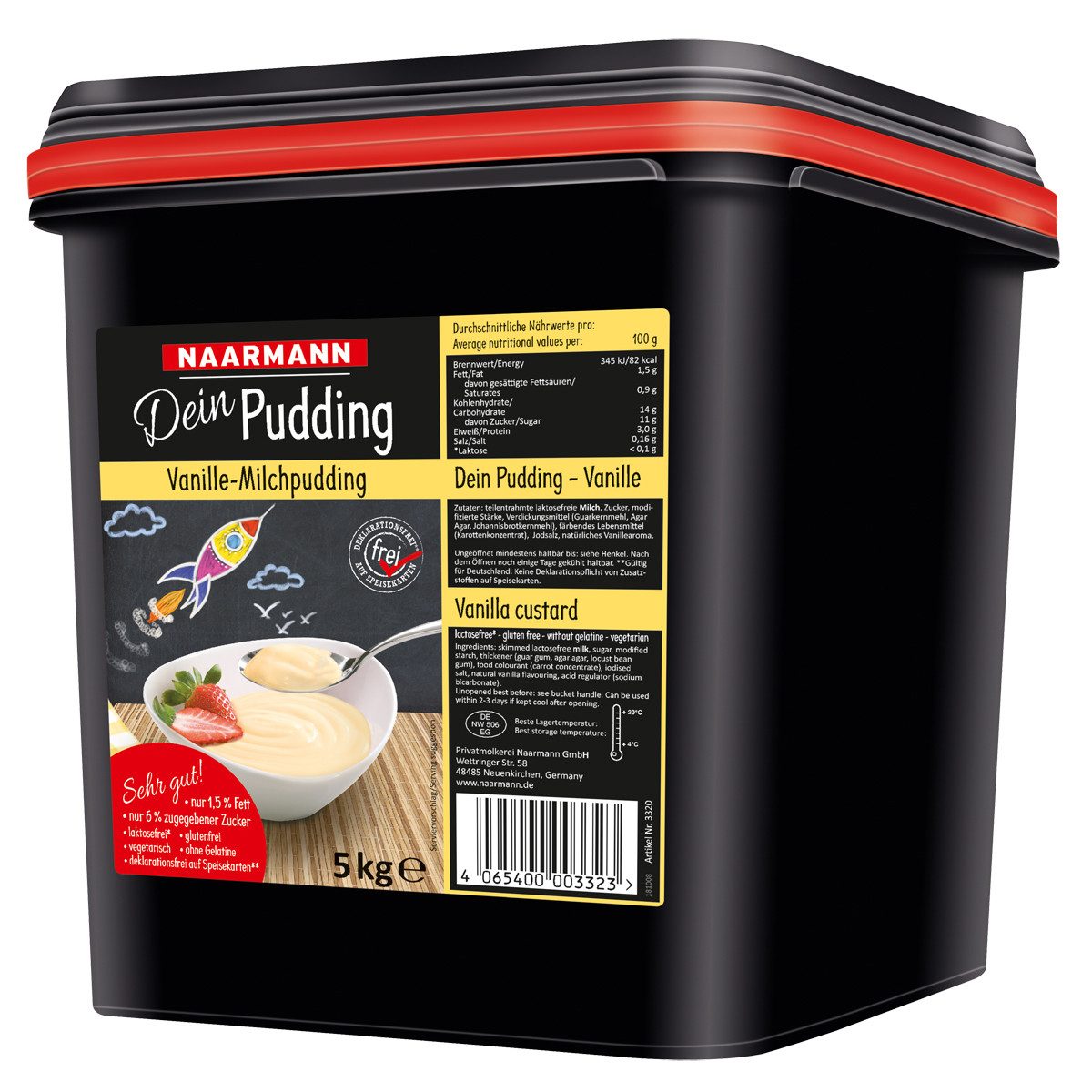 NAARMANN Süßigkeit, Naarmann Vanille Pudding mit Sahne verfeinert servierfertig 5000g