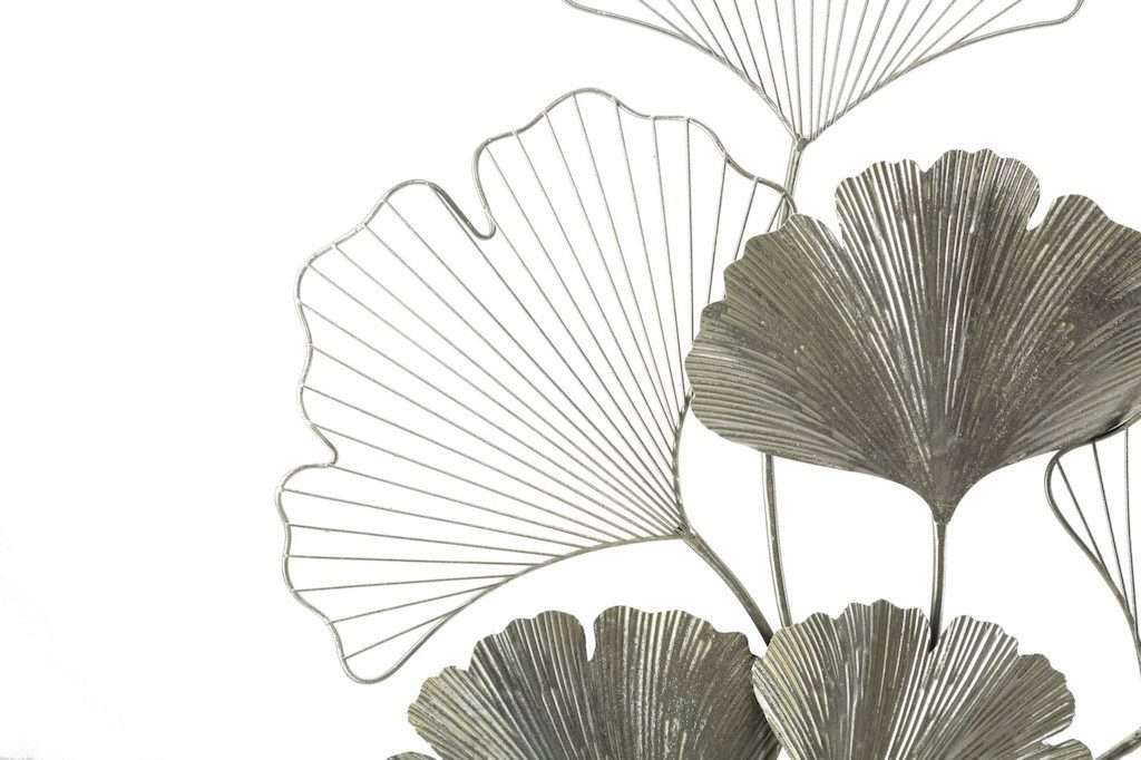 MF Wanddekoobjekt Ginkgo Silver Metall Wandbild Modern Glam 86 cm Wanddeko (1 St)