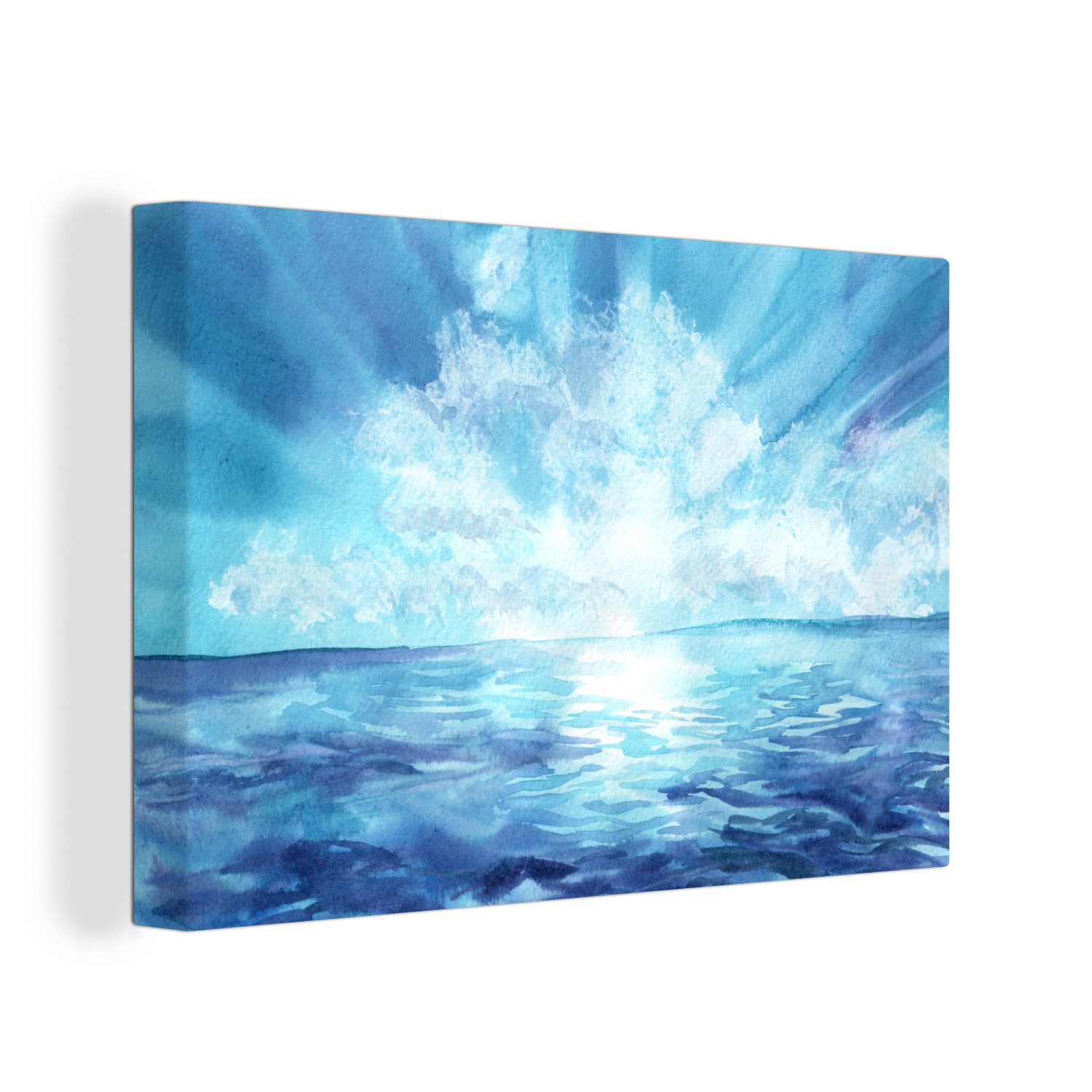 OneMillionCanvasses® Leinwandbild Meer - Himmel - Sonne, (1 St), Wandbild Leinwandbilder, Aufhängefertig, Wanddeko, 30x20 cm