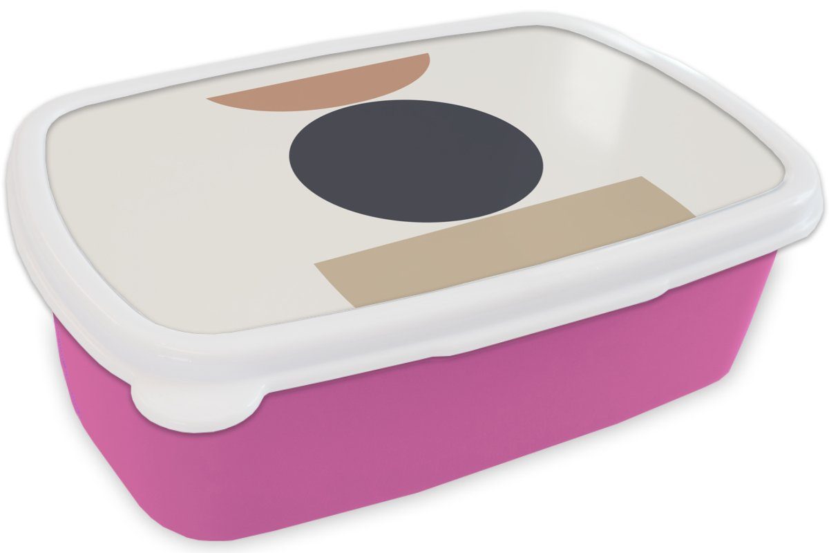Kinder, Brotdose Mädchen, - Erwachsene, Kunststoff Kunststoff, Abstrakt, MuchoWow rosa Figuren Brotbox - Geometrische für Kreis (2-tlg), Lunchbox Snackbox,
