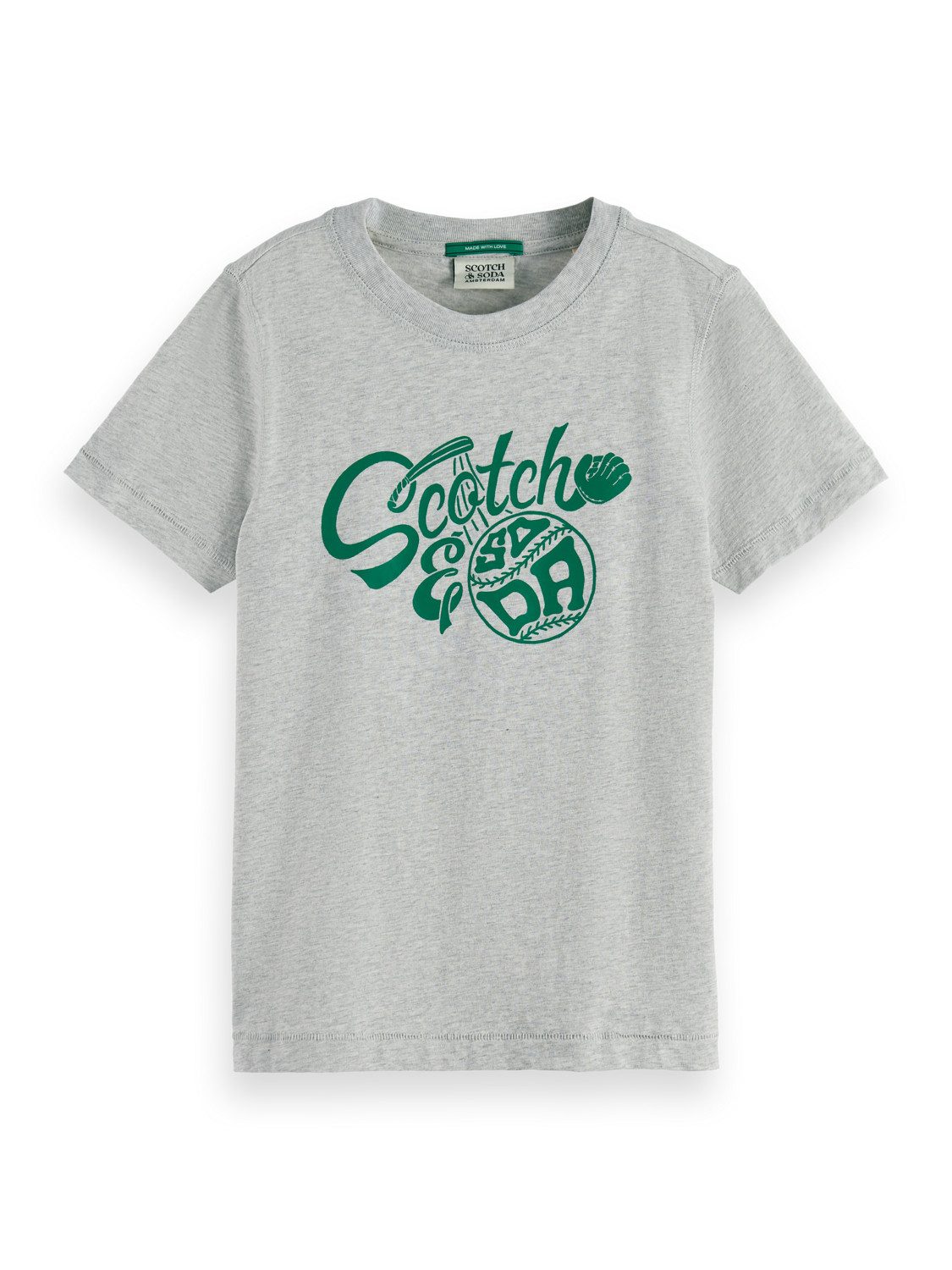 Print-Shirt SCOTCH & SODA Kinder T-Shirt graumeliert mit Logo und Baseballmotiven