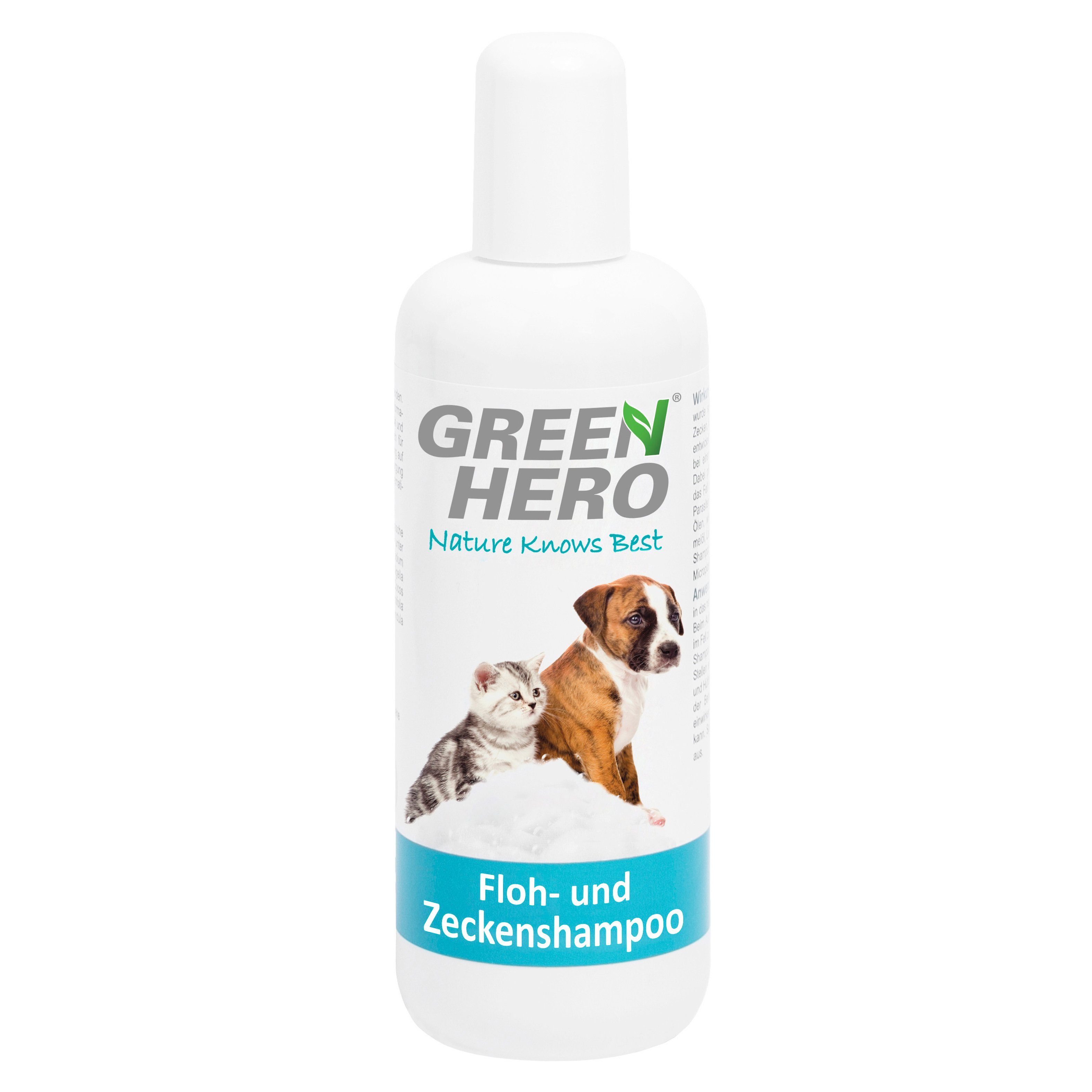 GreenHero Tiershampoo Floh- und Zeckenshampoo für Hund & Katze, 250 ml