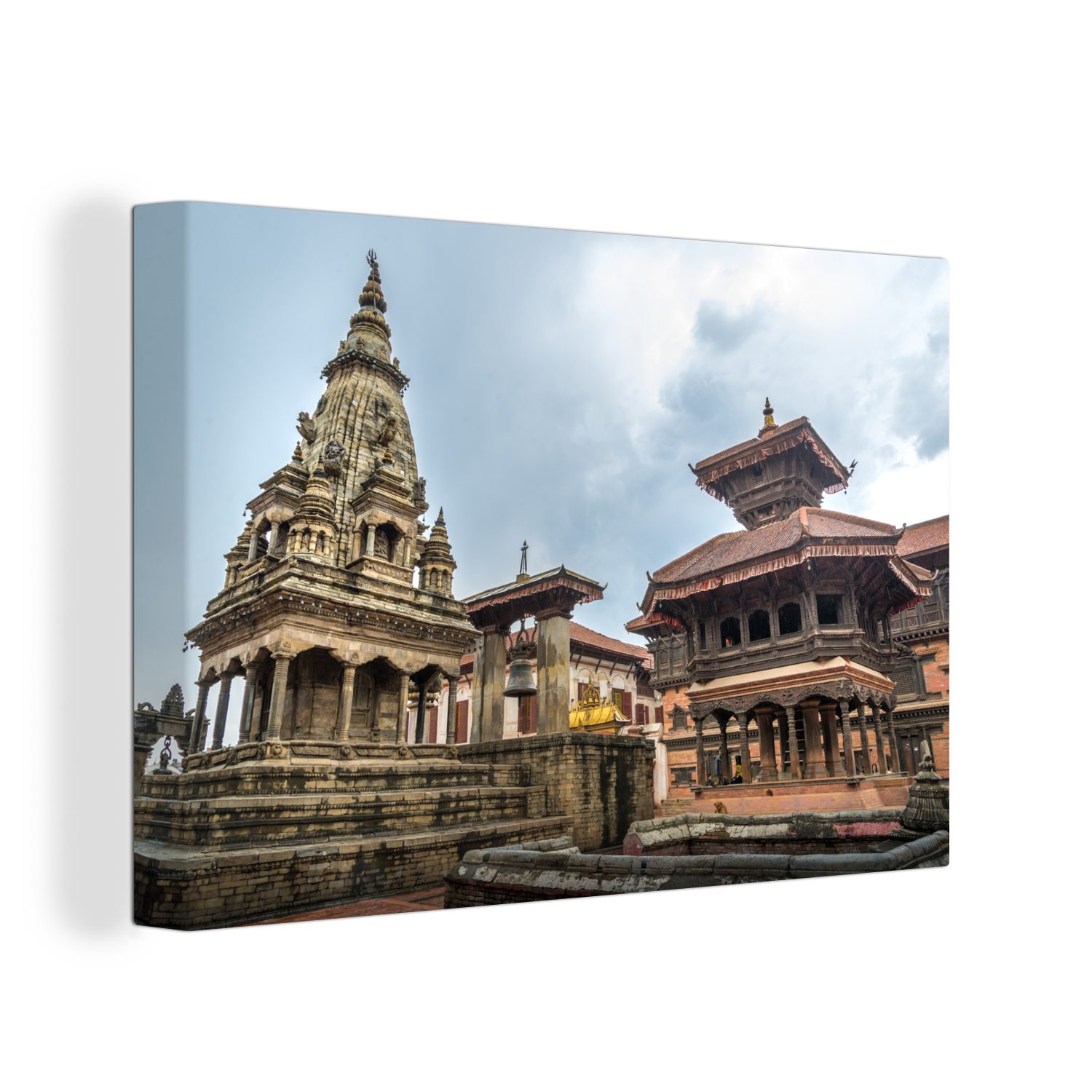 Wandbild Durbar Aufhängefertig, St), cm OneMillionCanvasses® Bhaktapur Leinwandbilder, (1 Nepal, Leinwandbild Wanddeko, 30x20 Square