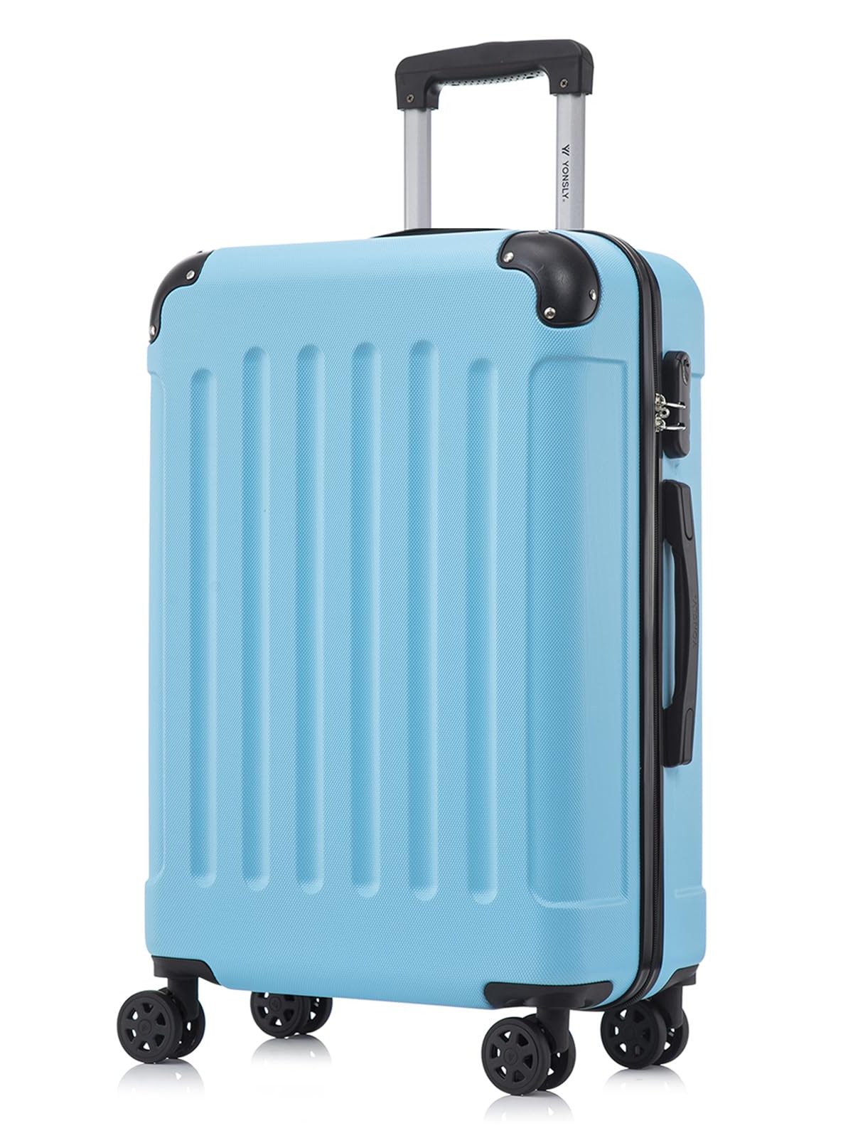 yonsly Hartschalen-Trolley Hartschalen-Koffer Trolley 360° Rollen, robuster Reisekoffer, 4 Rollen, mit Zahlenschloss, für Business und Urlaub 46/55/66/76 cm