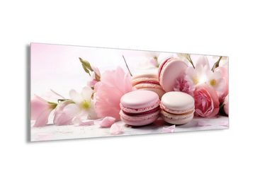 artissimo Glasbild Glasbild 80x30cm Bild aus Glas Küche Küchenbild hell rosa backen, Essen und Trinken: Macarons