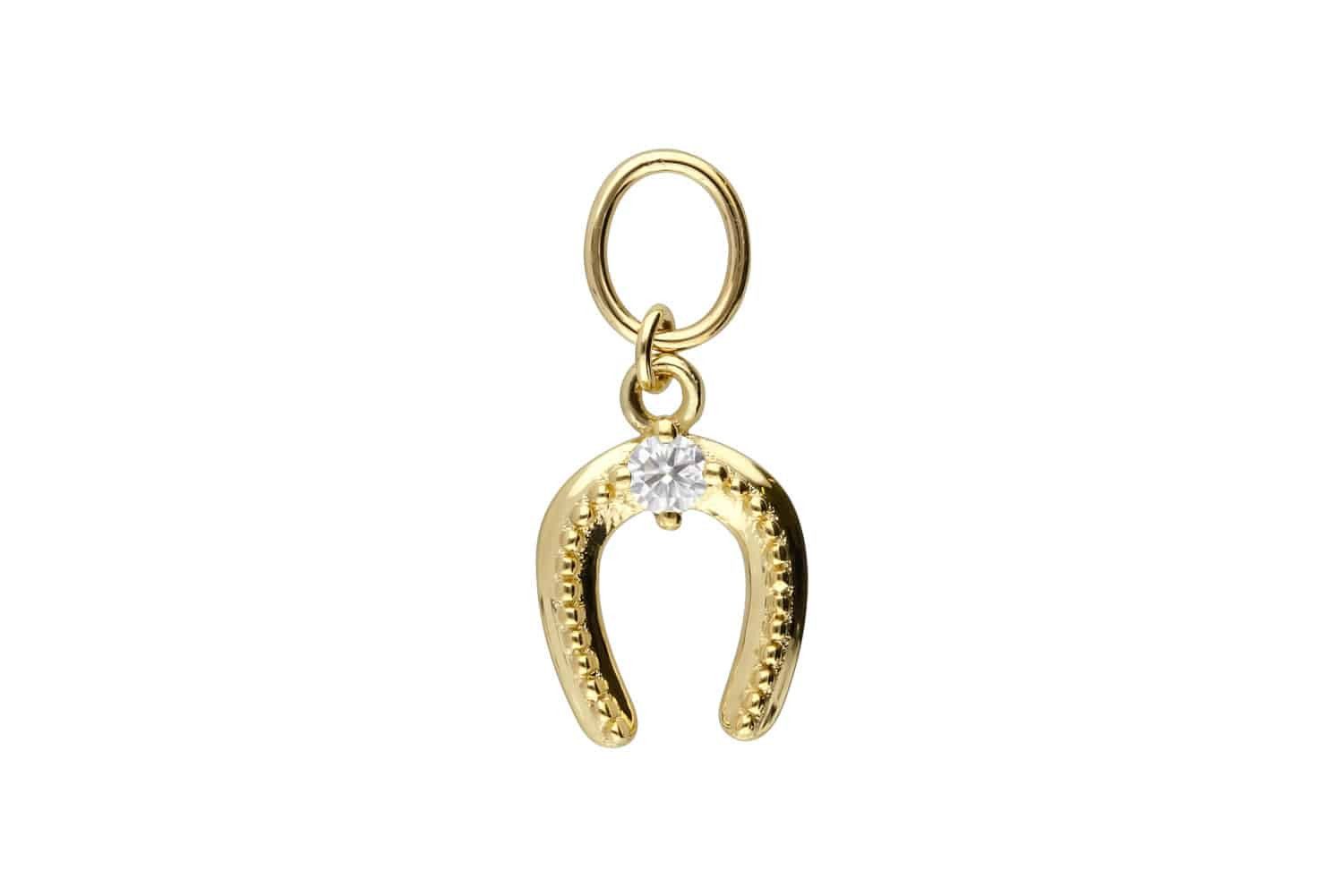 Piercing-Set 18 Karat Gold Anhänger für Clicker MOISSANIT + HUFEISEN