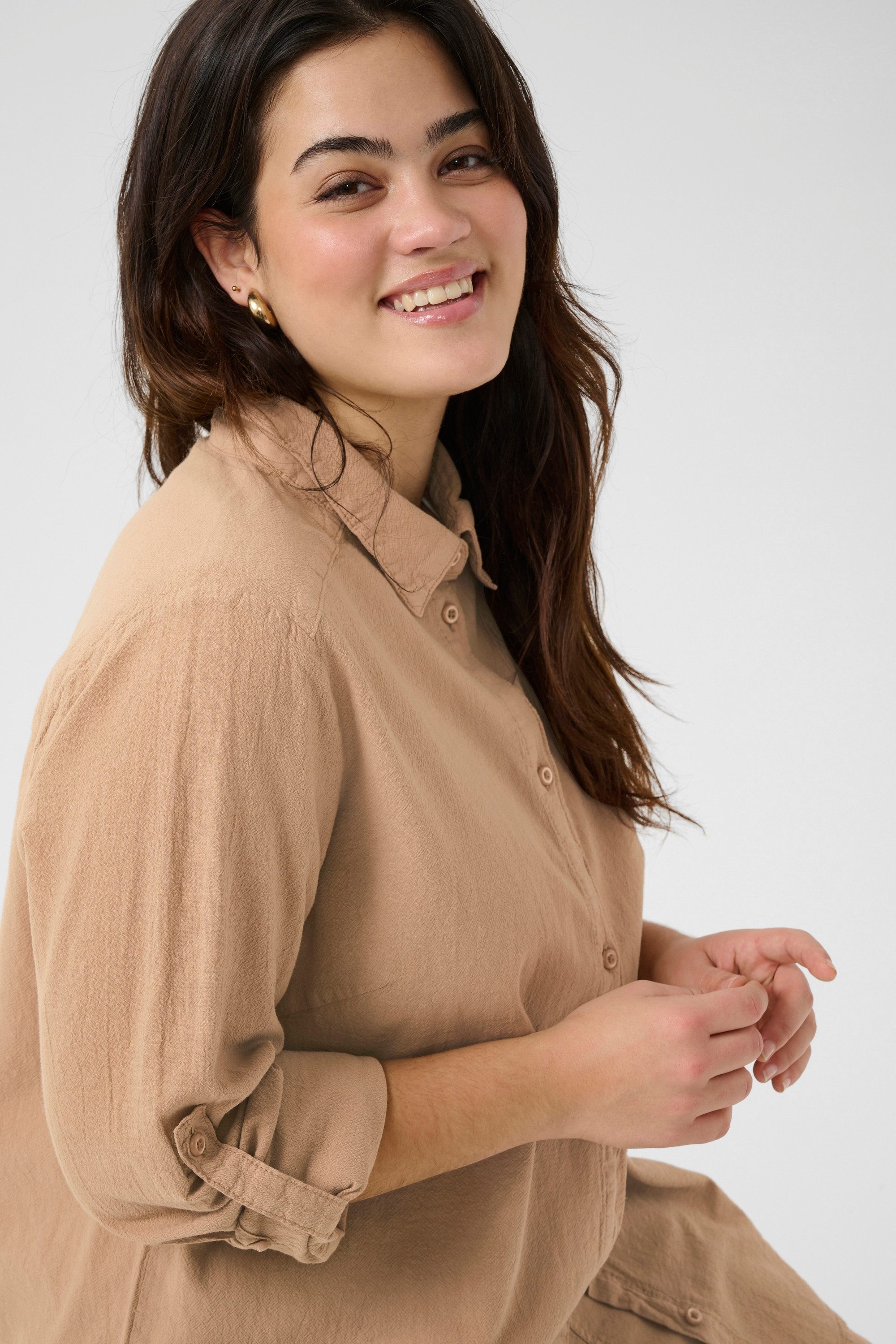 KAFFE Curve Langarmhemd Langarm - Hemd KCnana Große Größen