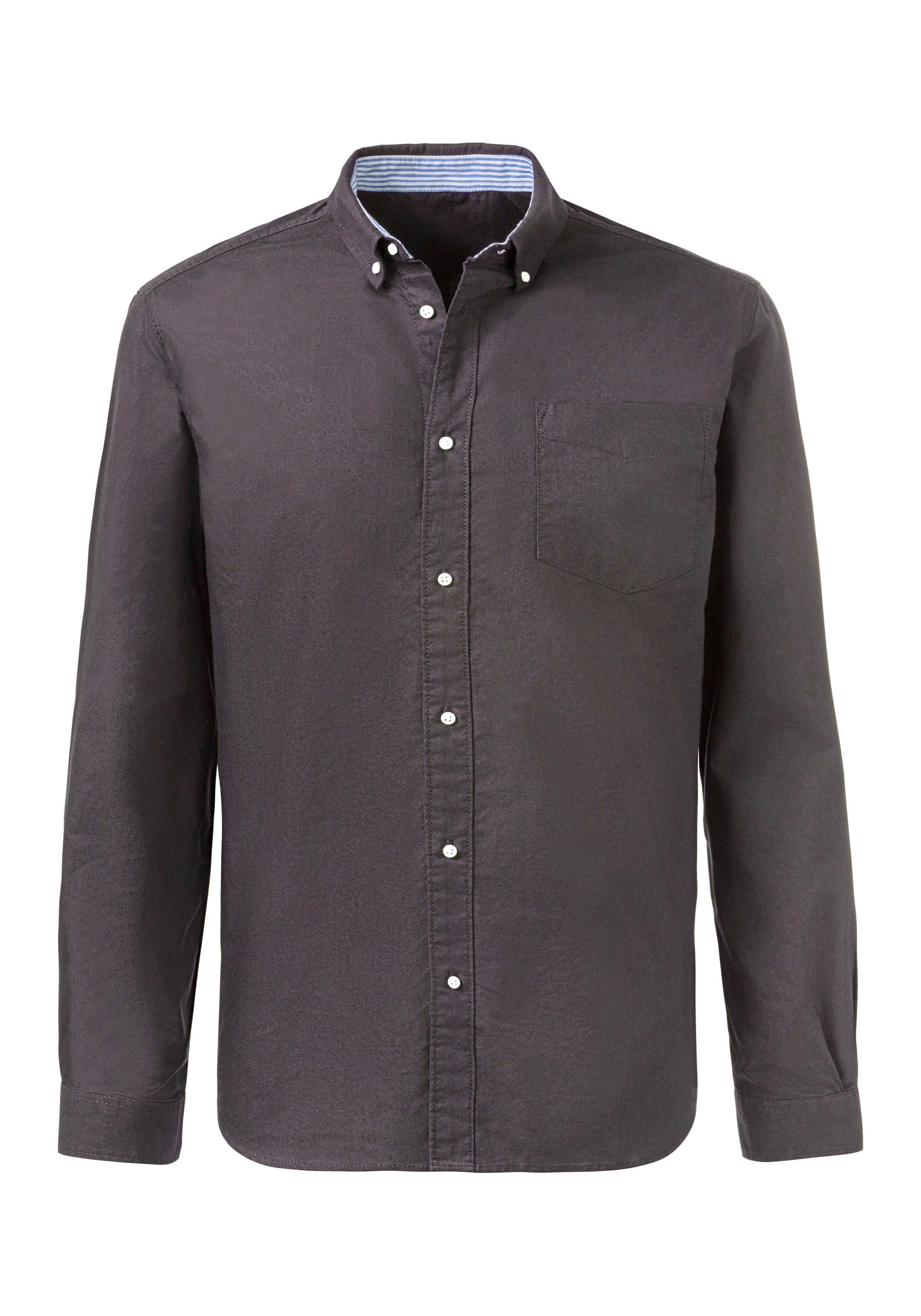 H.I.S Langarmhemd aus reiner Baumwolle, Regular-fit Button-down-Kragen mit gestreiftem Innenkragen – Bild 2 von 5
