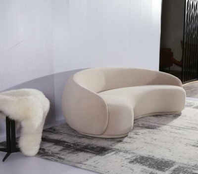 JVmoebel Sofa Weiße Design Couch Lounge Sofas Samt Sofa 3 Sitz Stoff Rund Club, Made in Europe