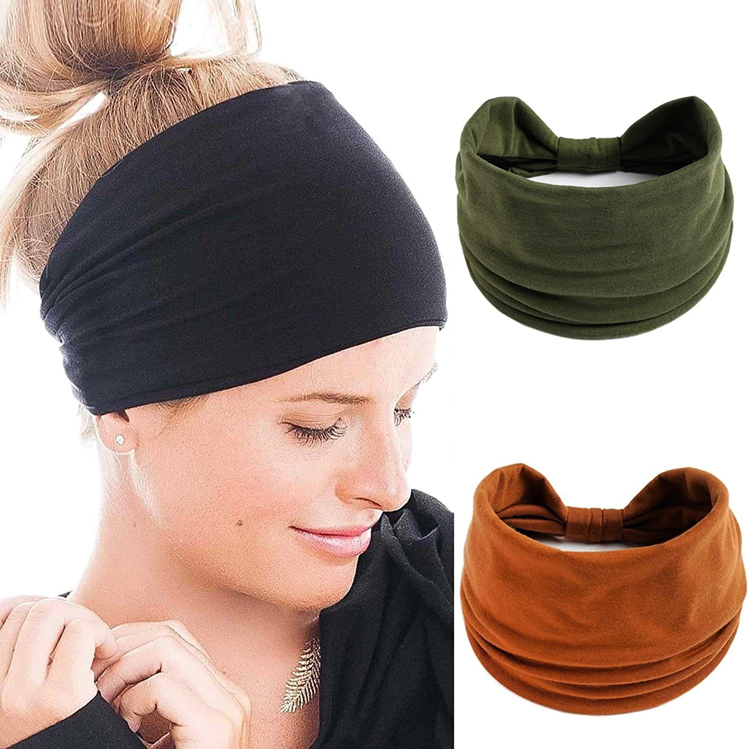 Stirnbänder Damen Stirnband Sport Haarbänder Elastisch Breit Haarreife für  Frauen Yoga Workout Headbands