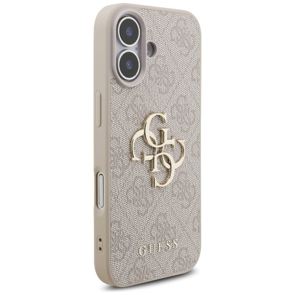 Guess Handyhülle Case iPhone 17 Kunstleder rosa Big Logo goldfarbig Kette 6,3 Zoll, Kantenschutz – Bild 4 von 5