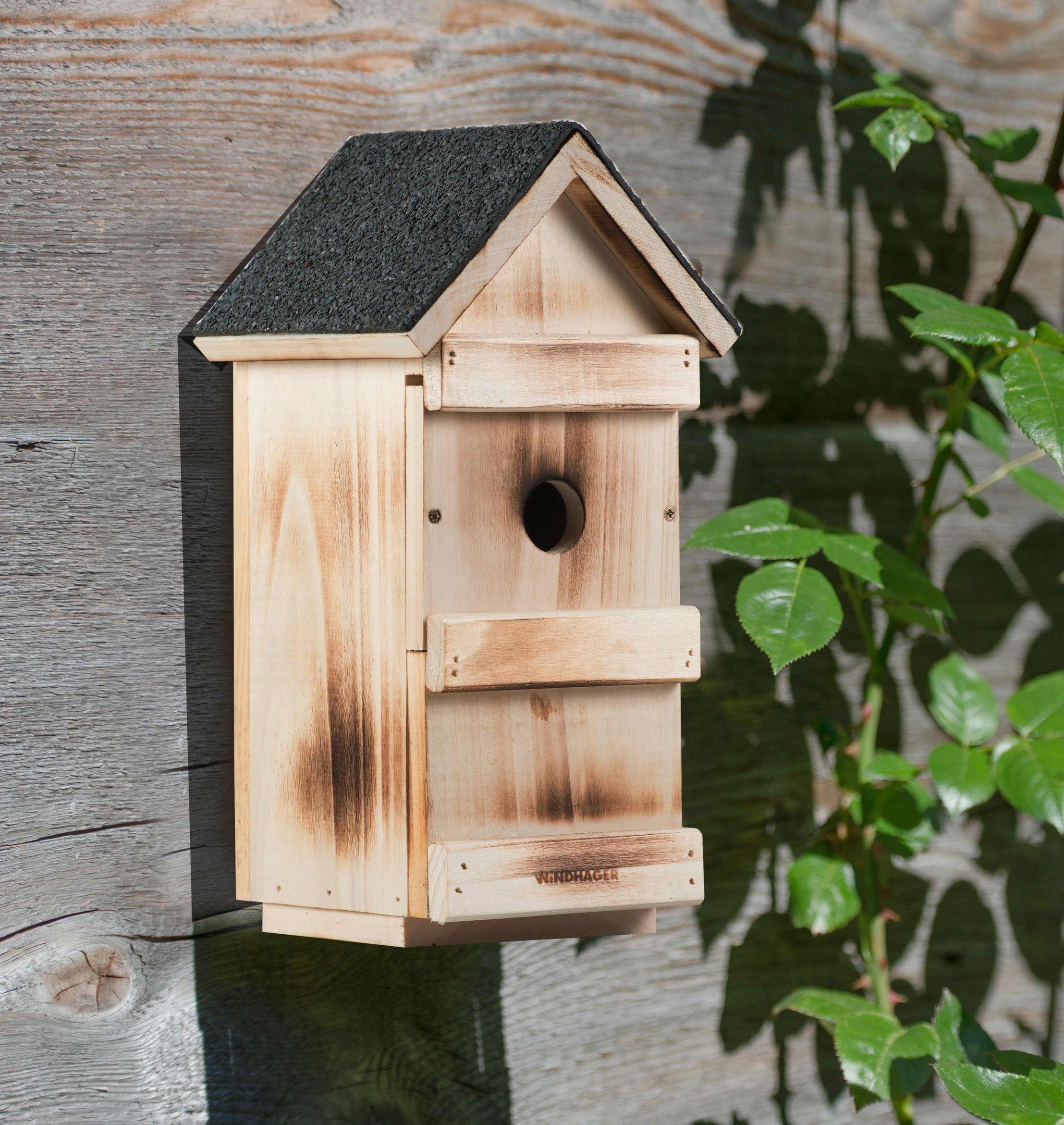 Windhager Nistkasten aus Massivholz, sicheres Brutquartier für verschiedene Vogelarten, mit auswechselbaren Frontplatten für unterschiedliche Vogelgrößen