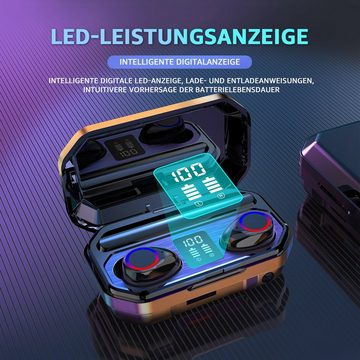 VSIUO In-Ear-Kopfhörer mit Mikrofon Bluetooth 5.2 LED Anzeige True-Wireless Bluetooth-Kopfhörer (Siri, Voice Assistant, Rauschunterdrückung, Bluetooth, Wireless Earbuds, IPX7 Wasserdicht Kabellose Kopfhörer)