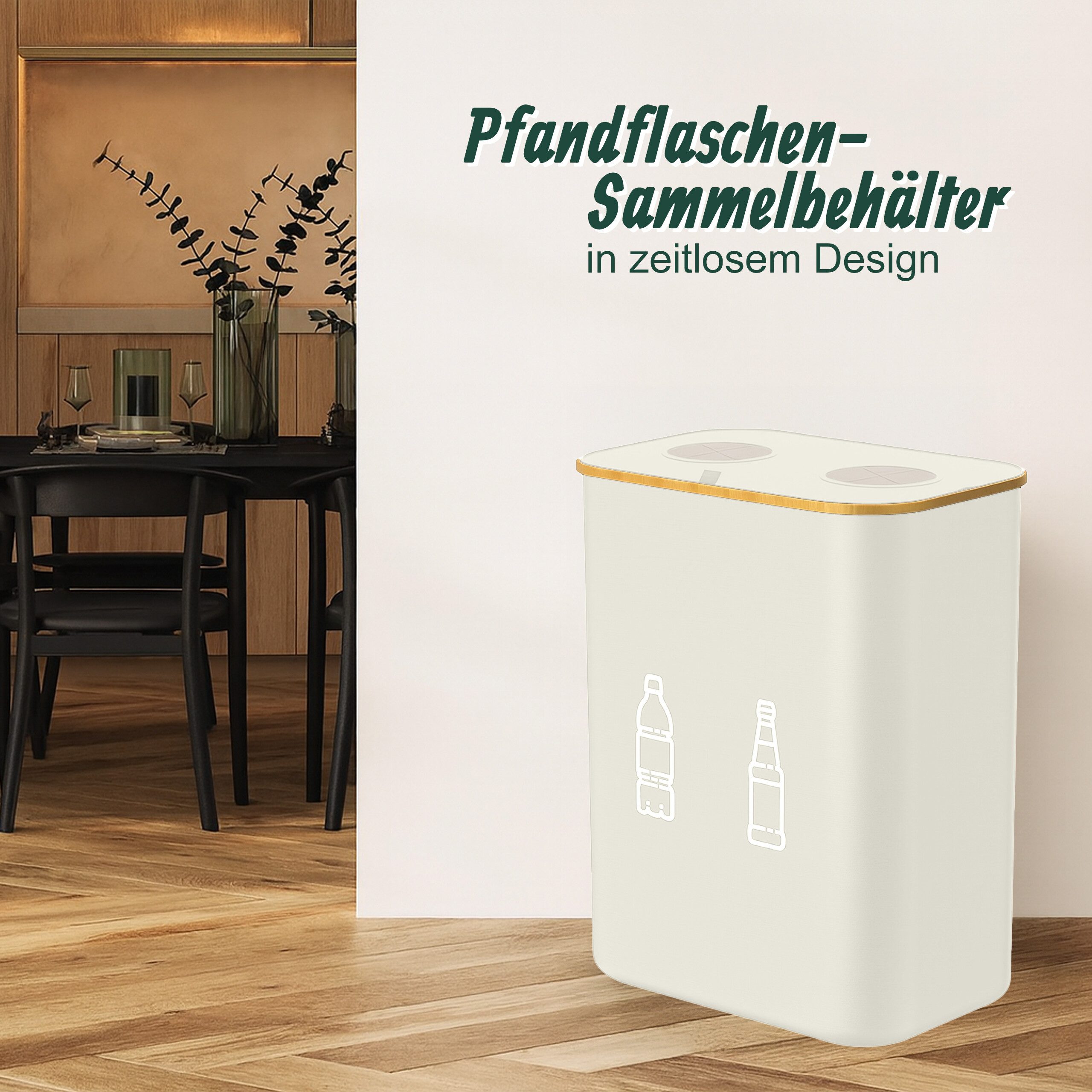 relaxdays Flaschensammler Pfandflaschen Sammelbehälter 160l (3 St), Beige – Bild 2 von 5