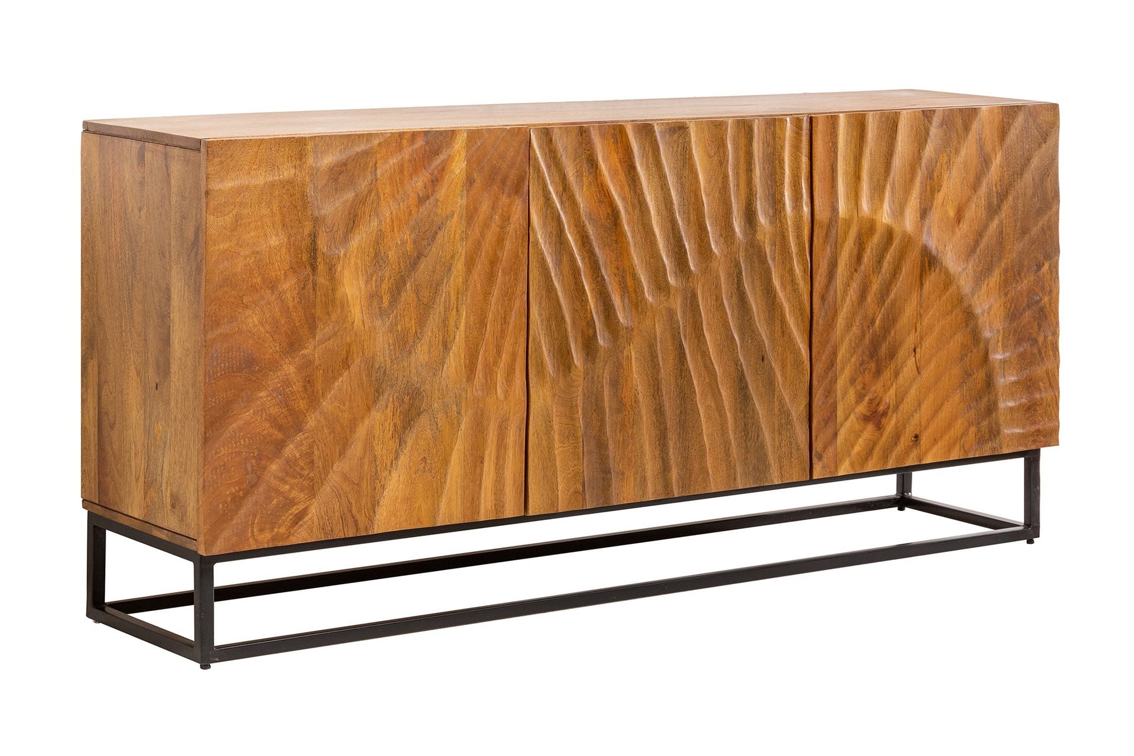 Licht-Erlebnisse Kommode LORIEN, 140 cm breit Mangoholz Eisen handgefertigtes 3D Muster