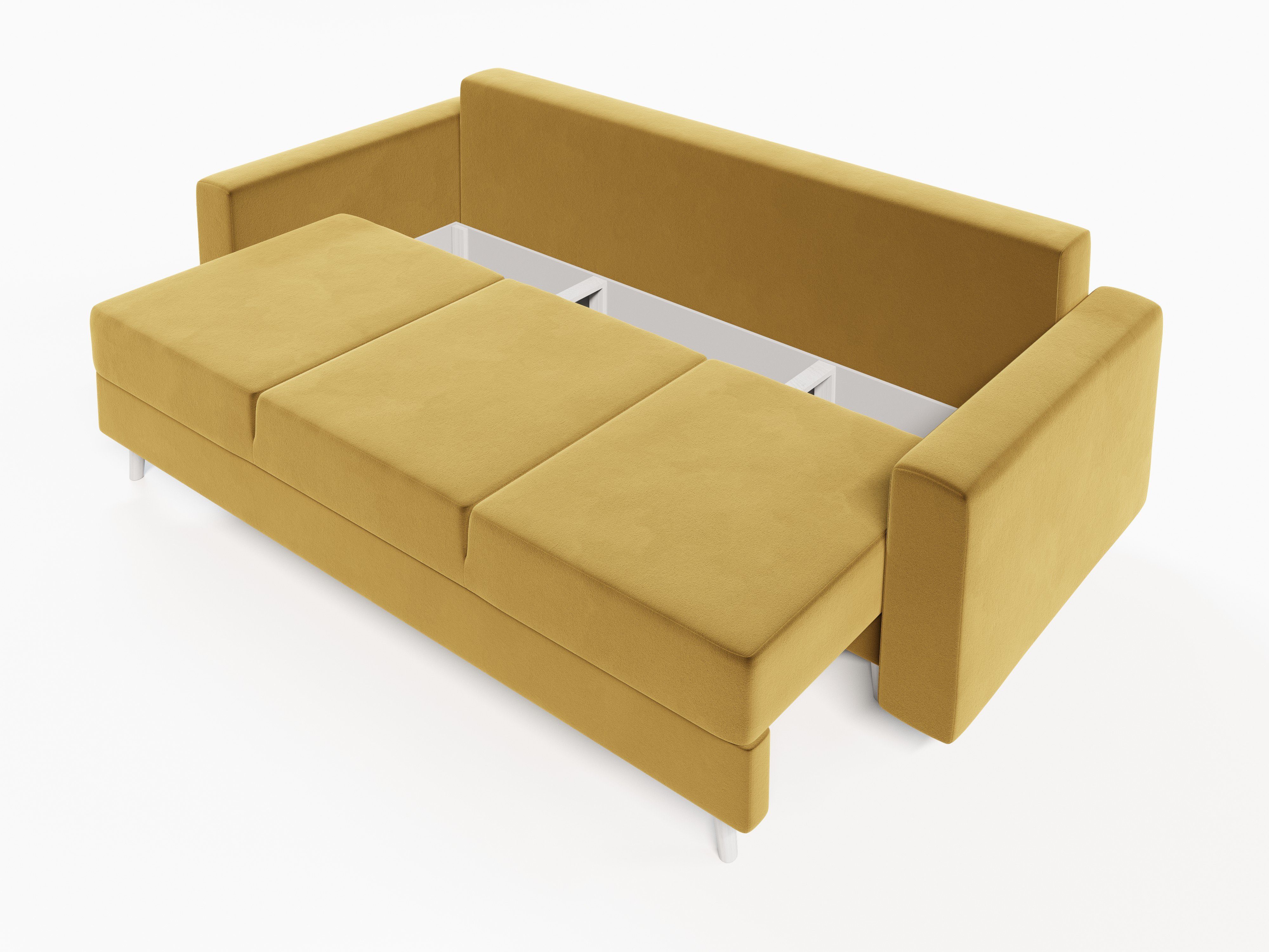 Schlaffunktion mit pressiode Sofa Bettkasten und KRONOS Schlafsofa, Gelb 236cm COUCH