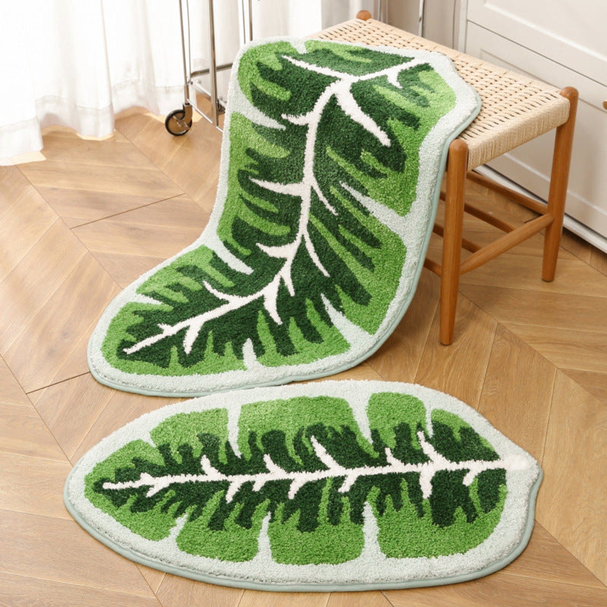 weiche mit Gemütliche für Pflanzenmotiven Fußmatte Teppich Fußmatte Schlafzimmer AUKUU, Badezimmer, 50*80CM, - für Saugfähiger Winter, Teppich warme und