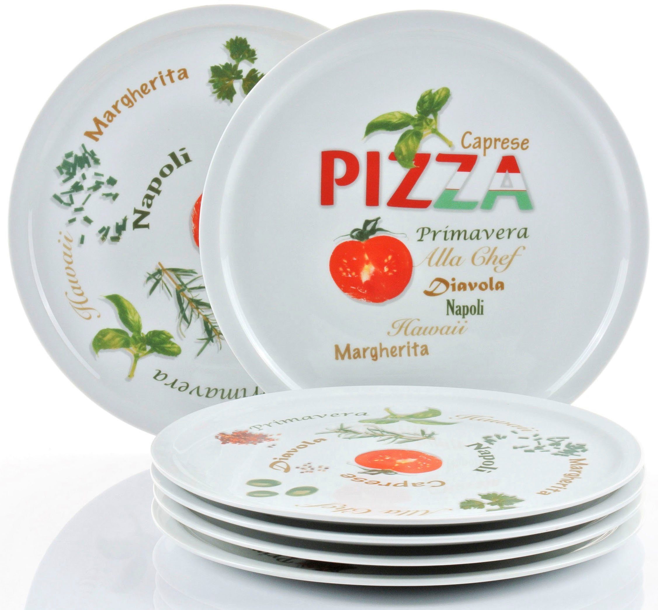 Arzberg Pizzateller Italia, und (6 St), Porzellan, mikrowellengeeignet Retsch Spülmaschinen-
