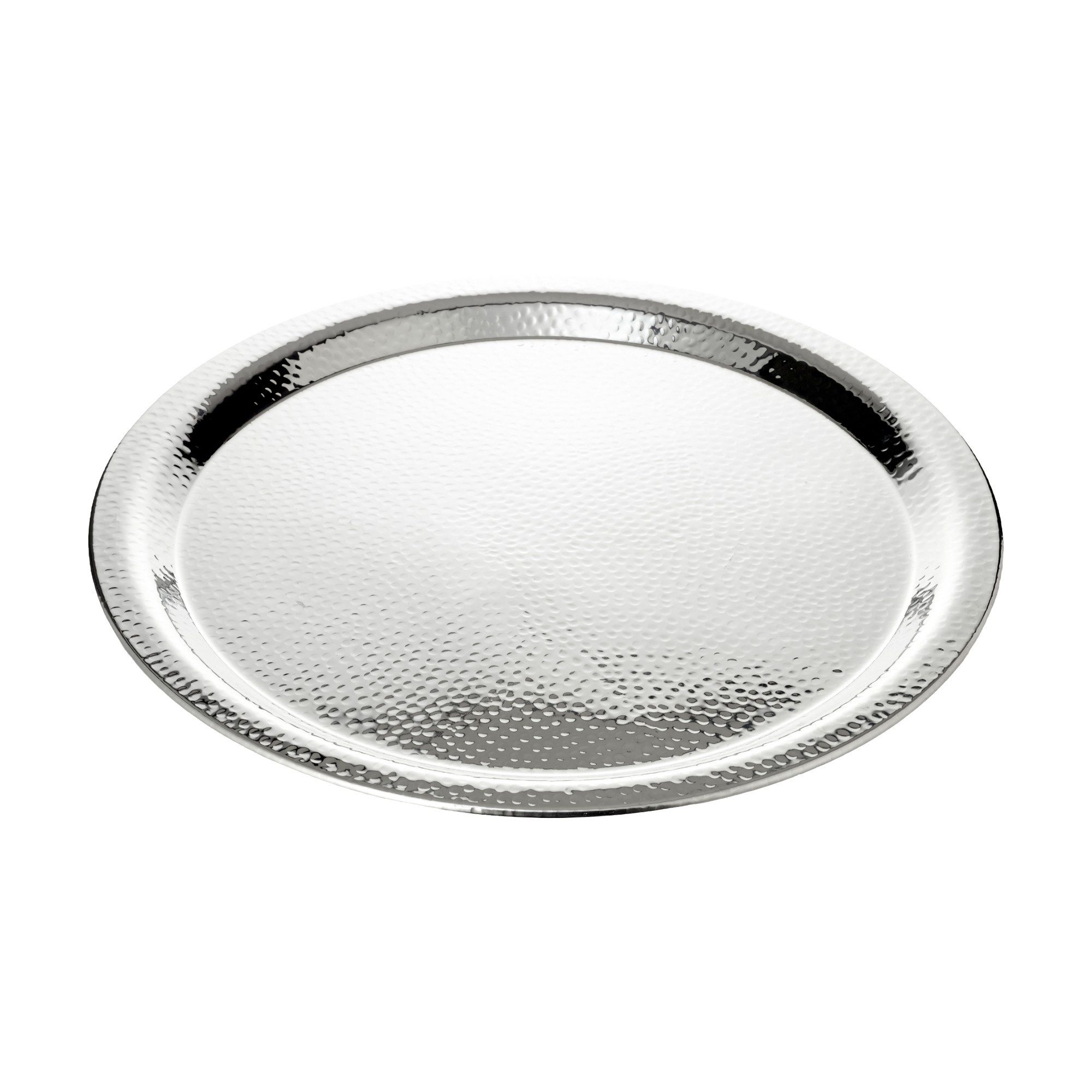 EDZARD Tablett Martella, Edelstahl, Ø 44 cm, Edelstahl, rund, hochglanzpoliert, gehämmert